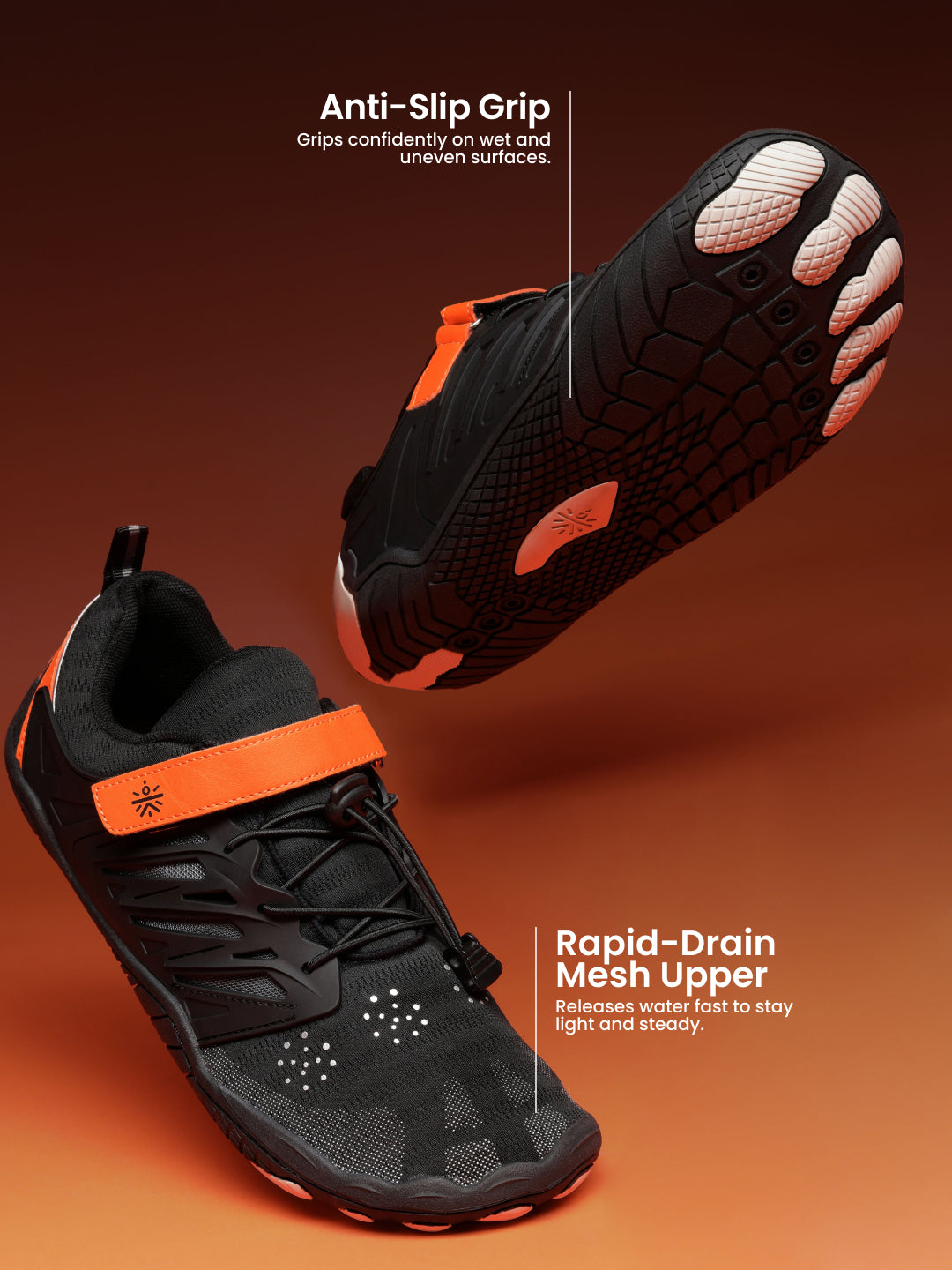 cult Men's HydroLite Barefoot Water Sport Shoes - Orange