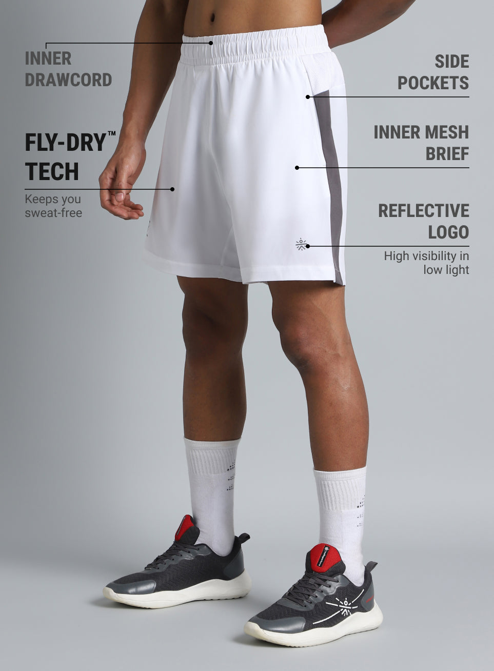 Men's White Pacer Running Shorts