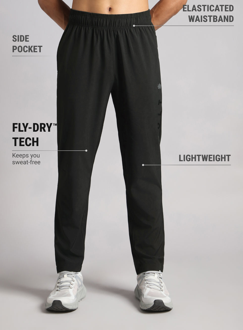 Men's Black Pace up Running Trackpants