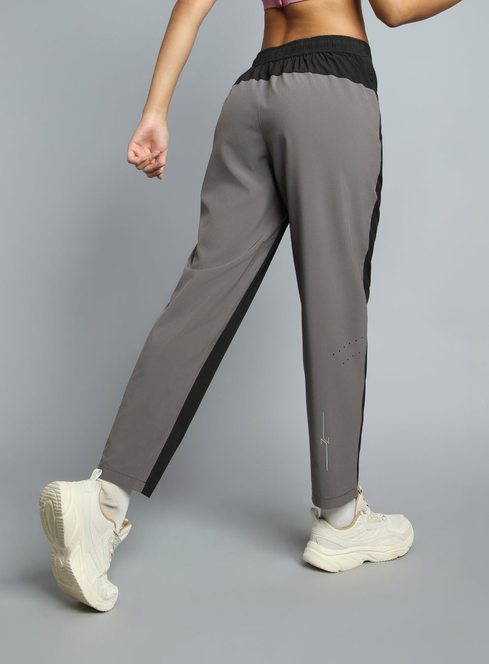 Women's Black Pace Up Running Dual Colour Trackpants