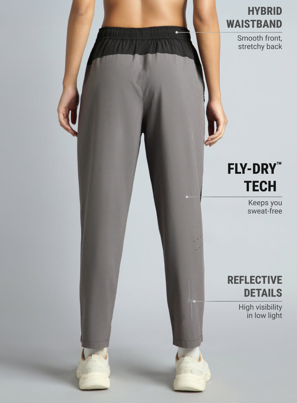 Women's Black Pace Up Running Dual Colour Trackpants