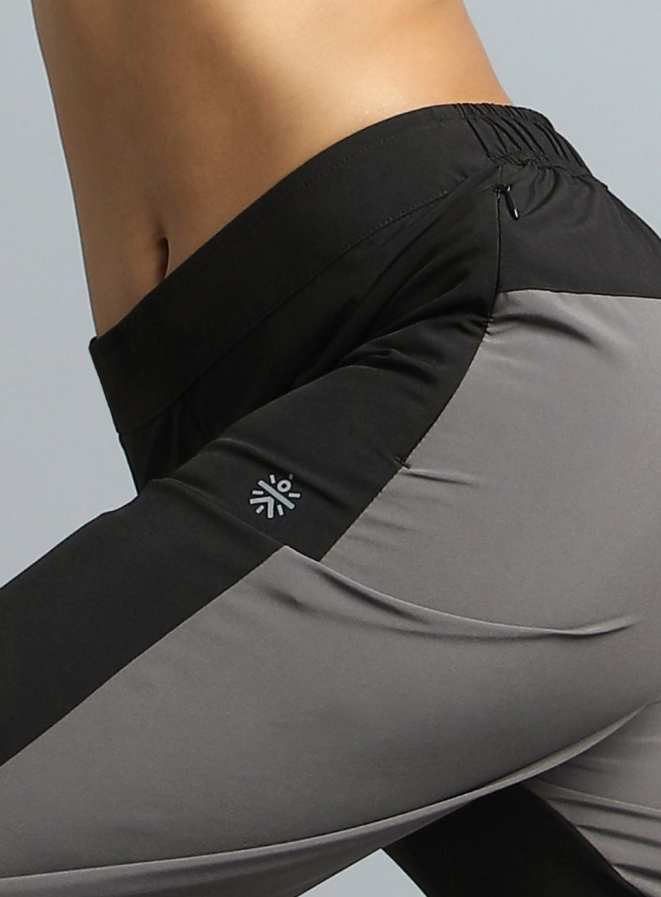 Women's Black Pace Up Running Dual Colour Trackpants