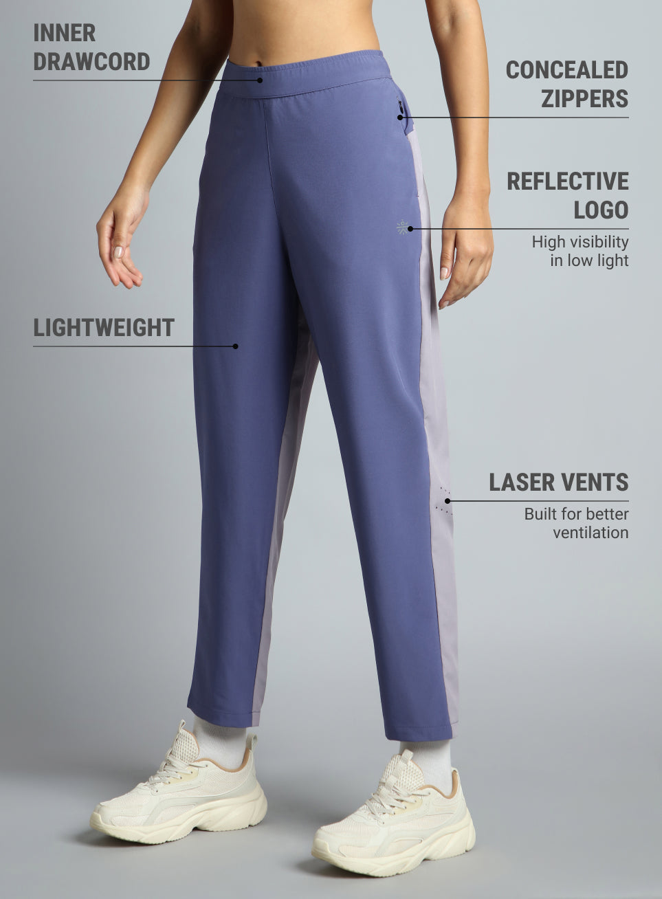 Women's Purple Pace Up Running Dual Colour Trackpants