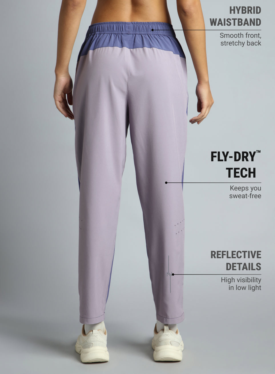 Women's Purple Pace Up Running Dual Colour Trackpants