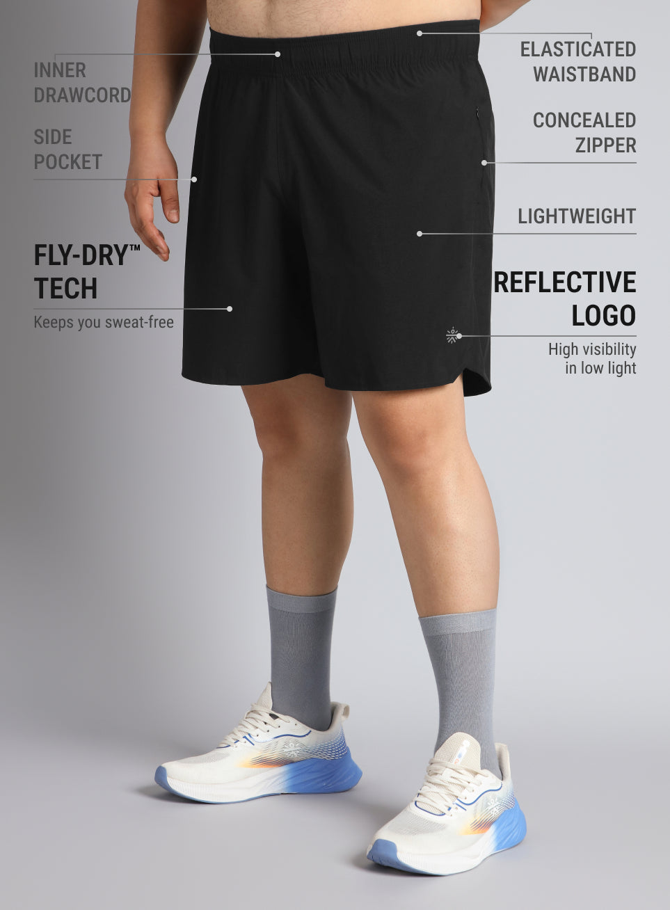 Men's Black Runner's Essential Plus Size Shorts