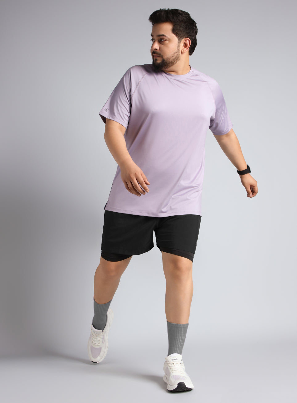 Men's Black Running Plus Size In-Built Shorts