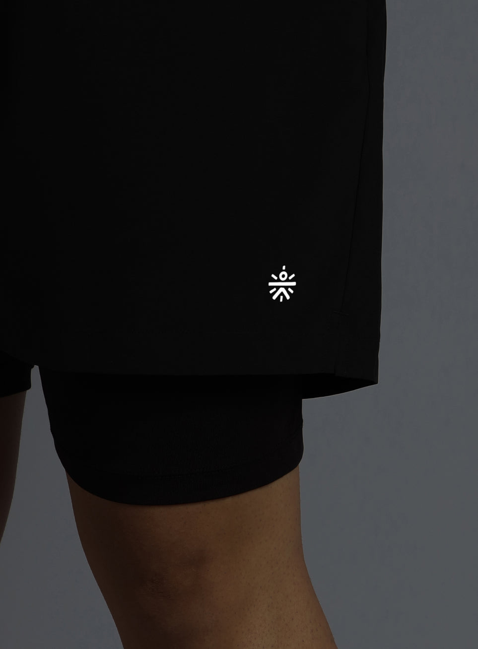 Men's Black Running Plus Size In-Built Shorts