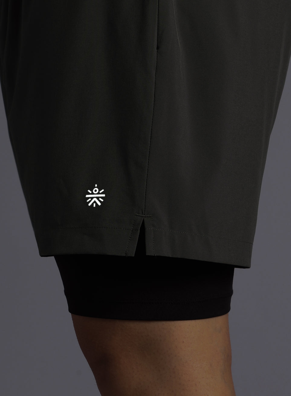 Men's Dark Grey Running Plus Size In-Built Shorts