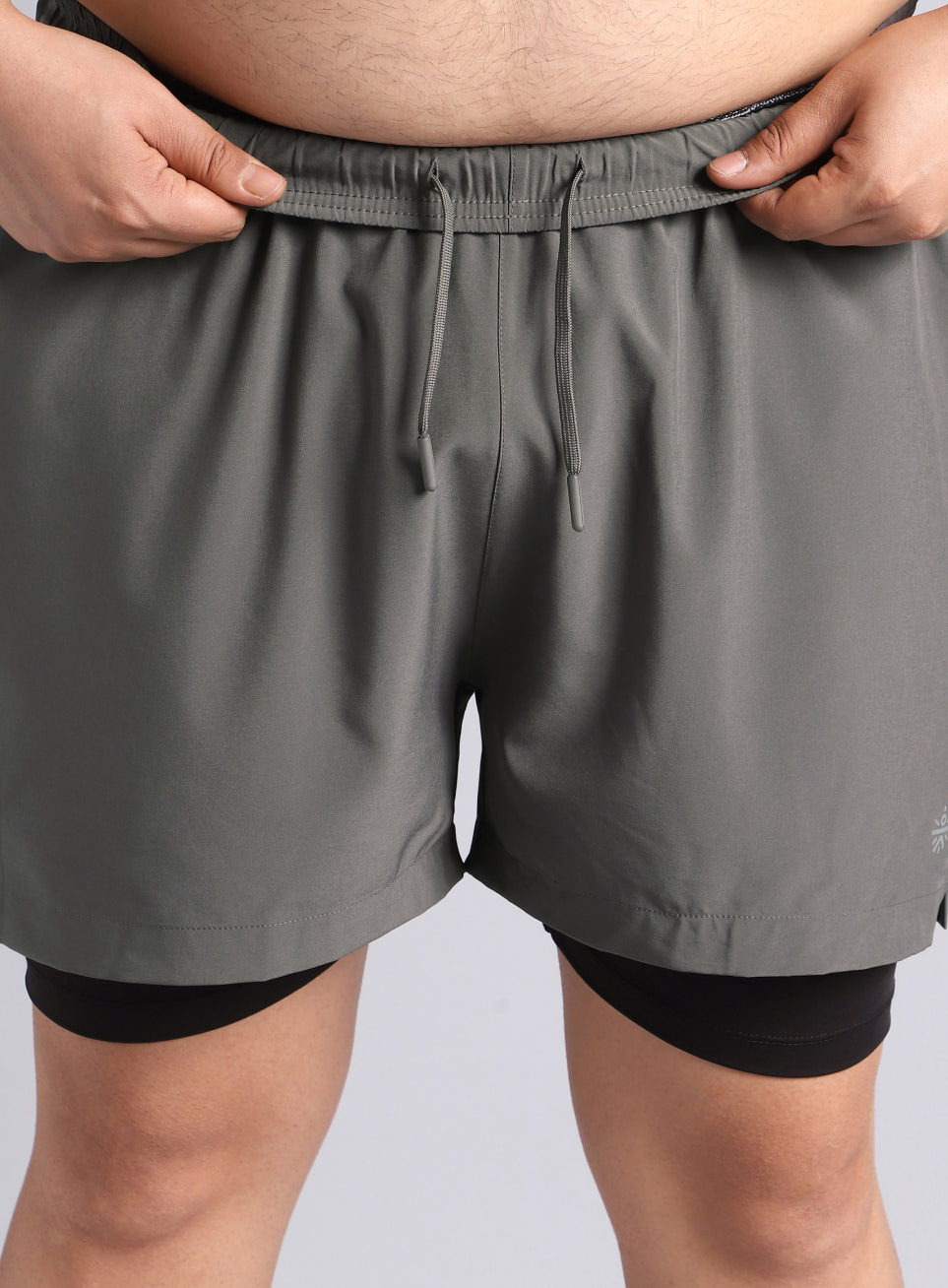 Men's Dark Grey Running Plus Size In-Built Shorts