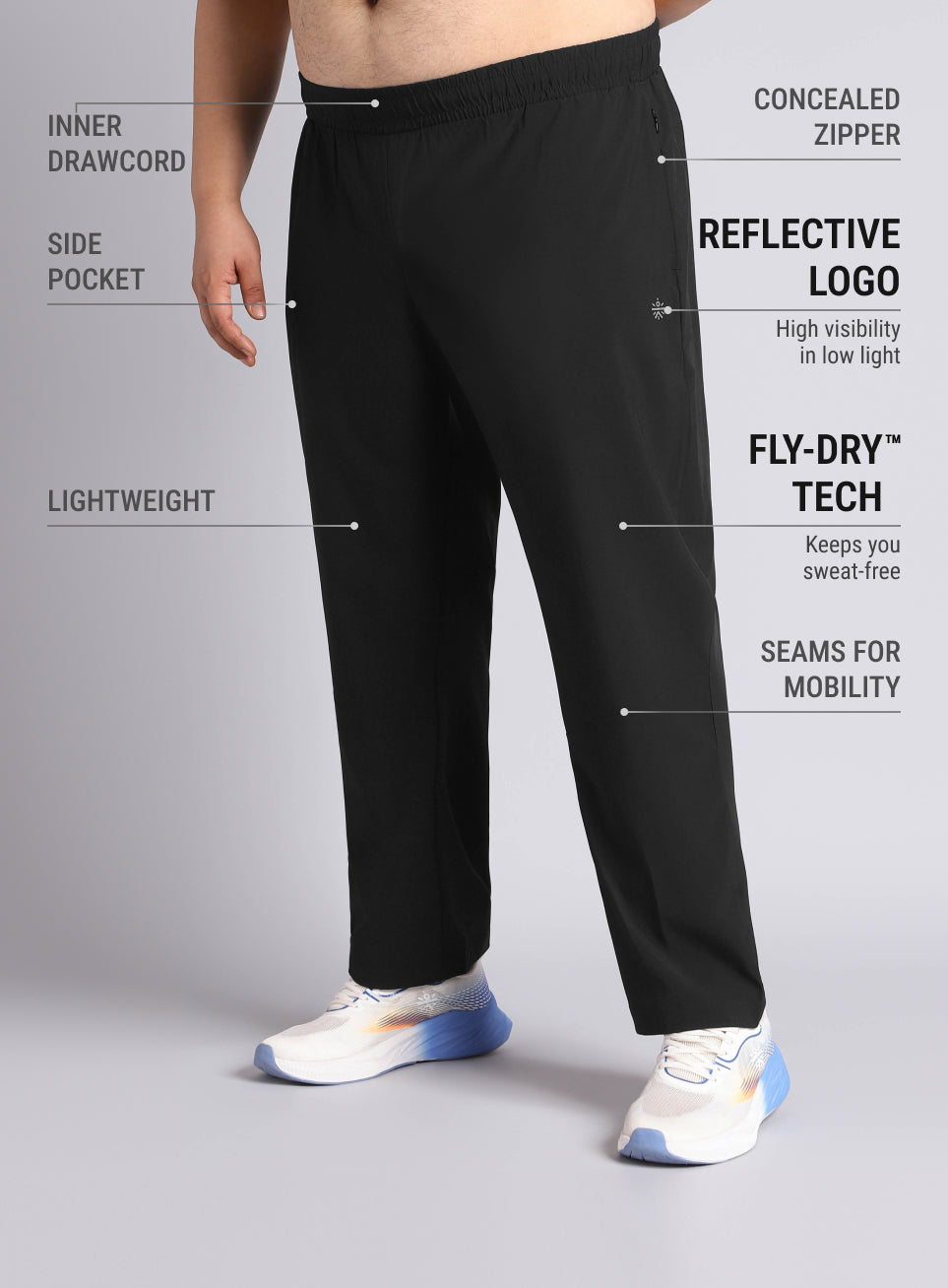 Men's Black Runner's Essential Plus Size Trackpants