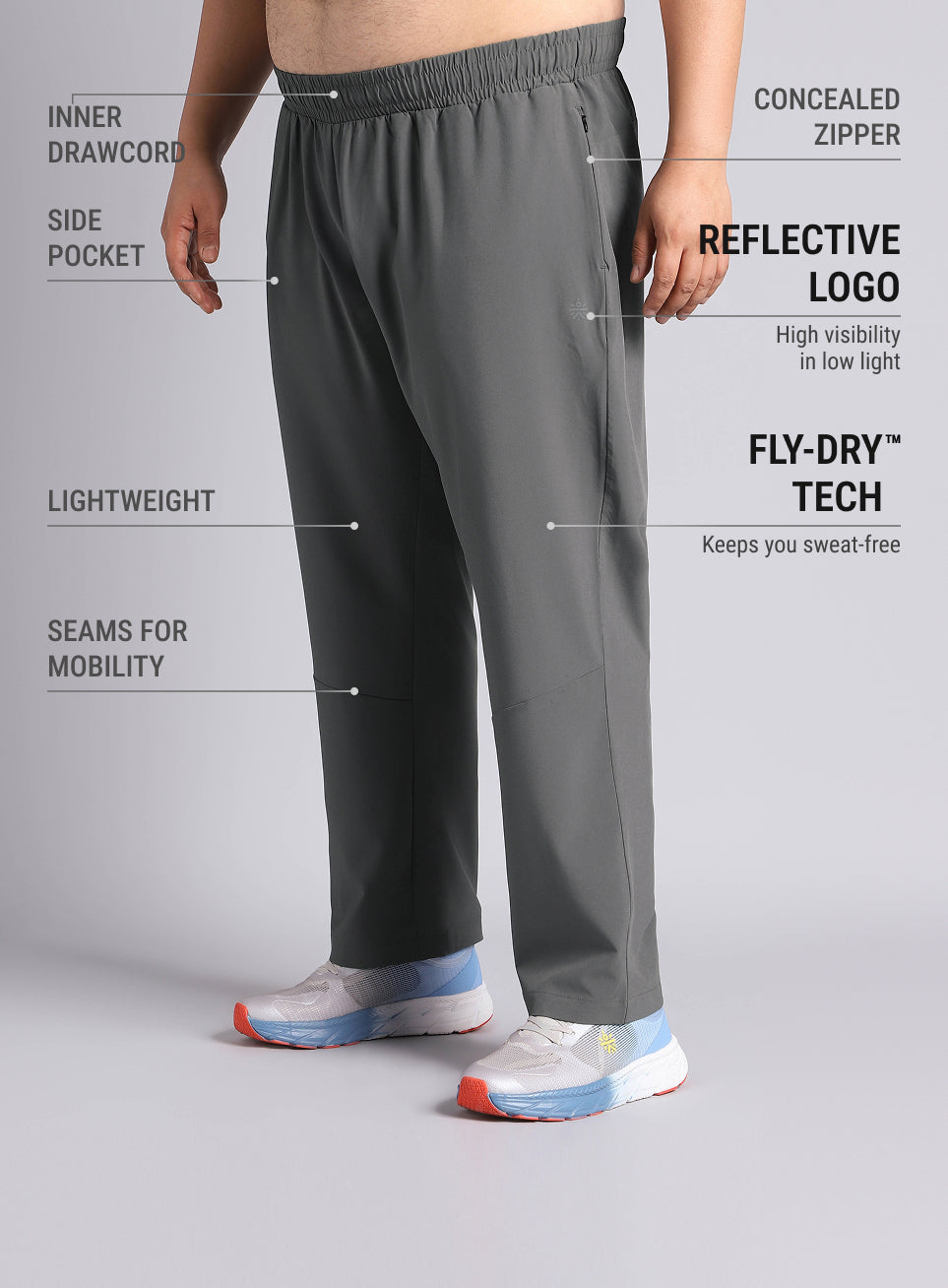 Men's Dark Grey Runner's Essential Plus Size Trackpants