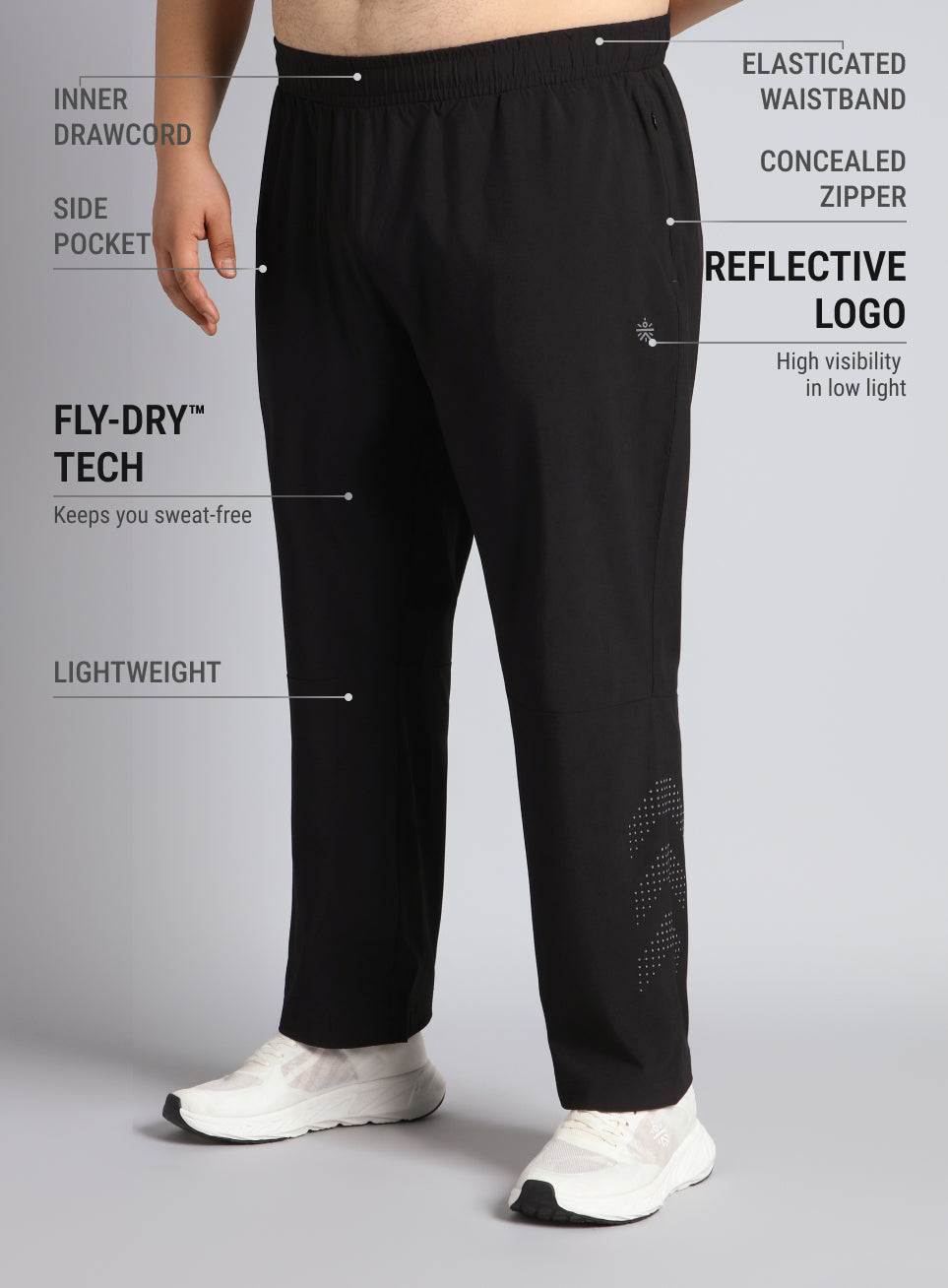 Men's Black Ultimate Running Plus Size Trackpants