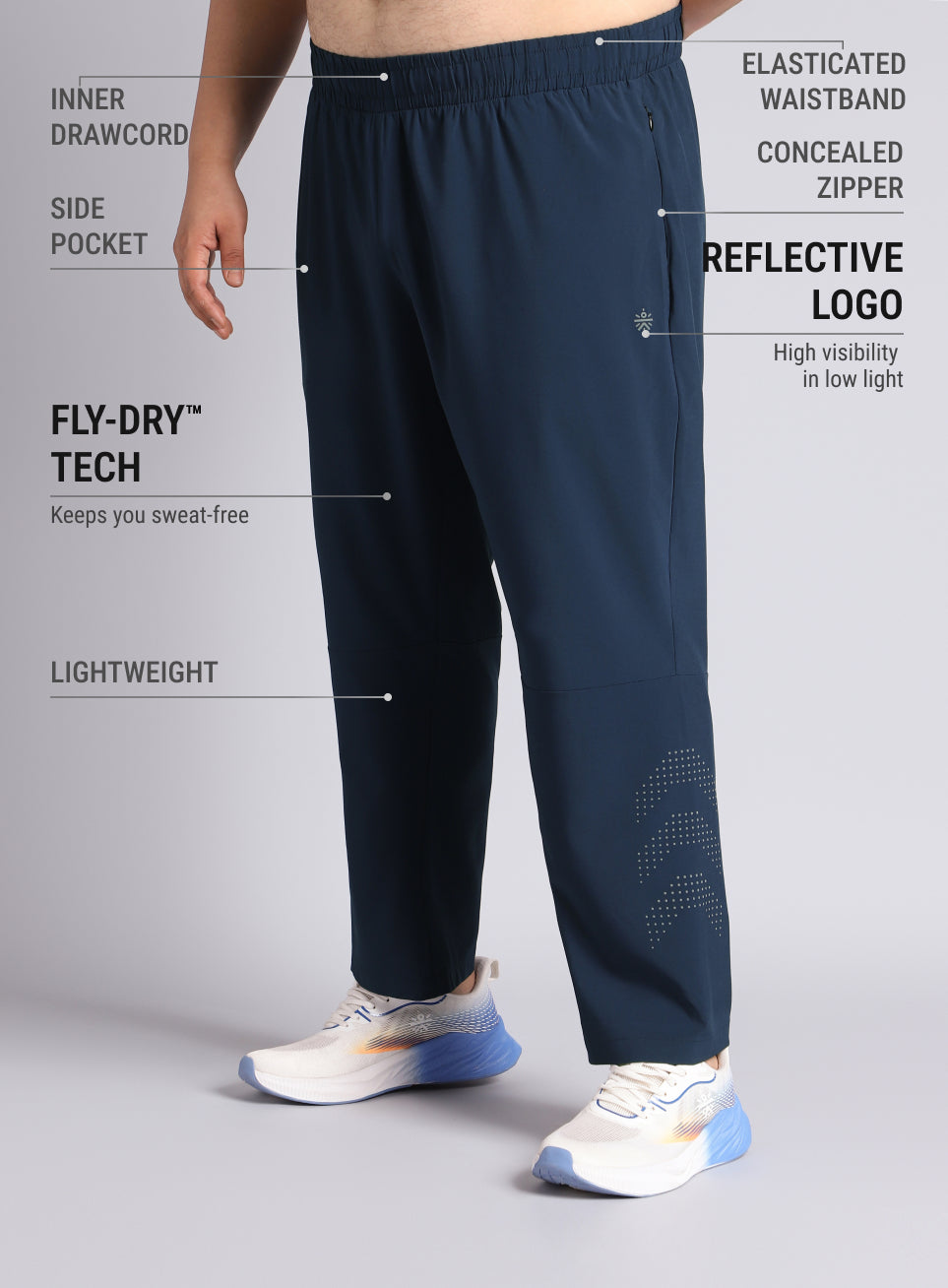Men's Navy Ultimate Running Plus Size Trackpants