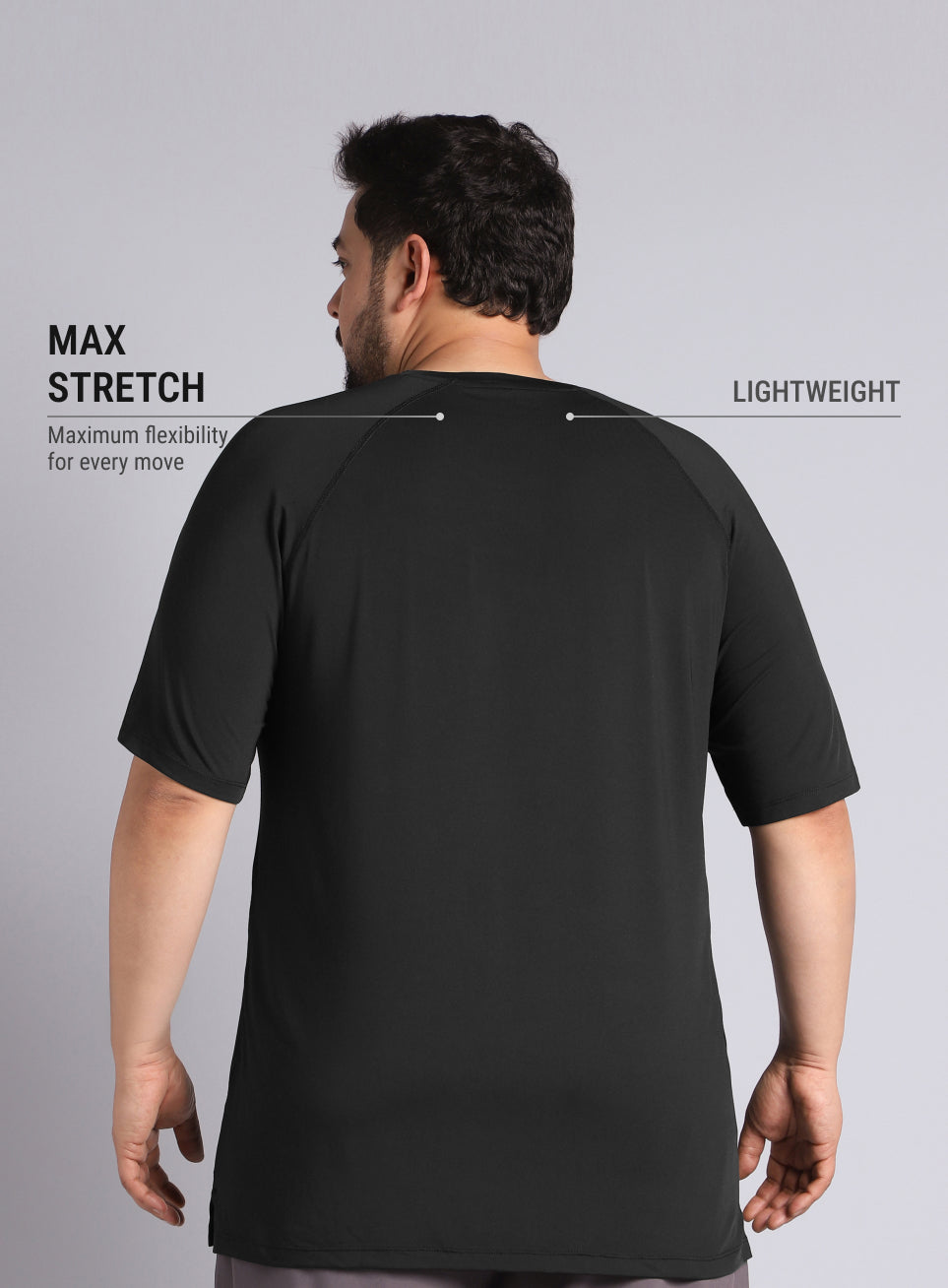 Men's Black Ultimate Running Plus Size regular fit T-shirt