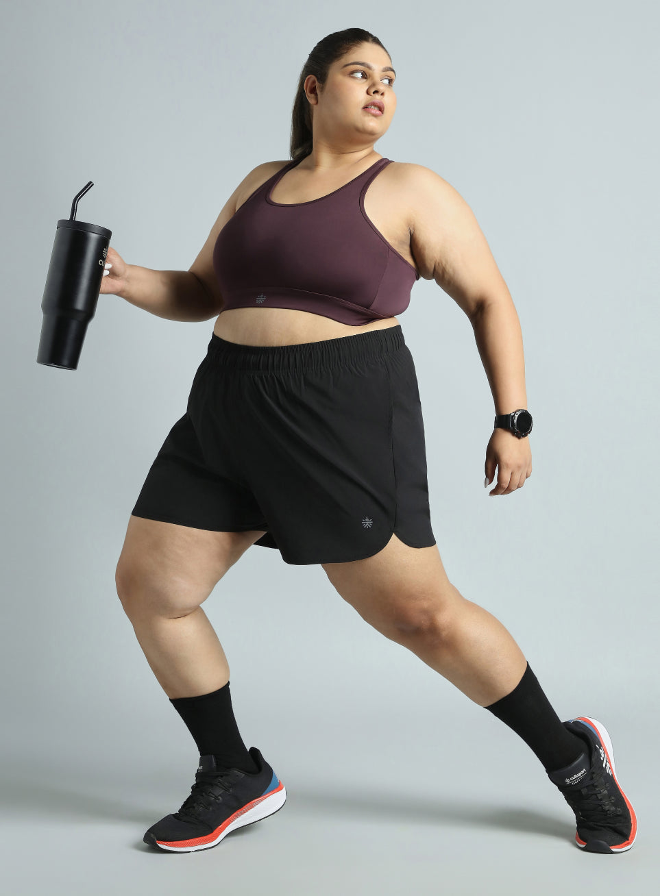 Women's Black Running Essential Plus Size Shorts