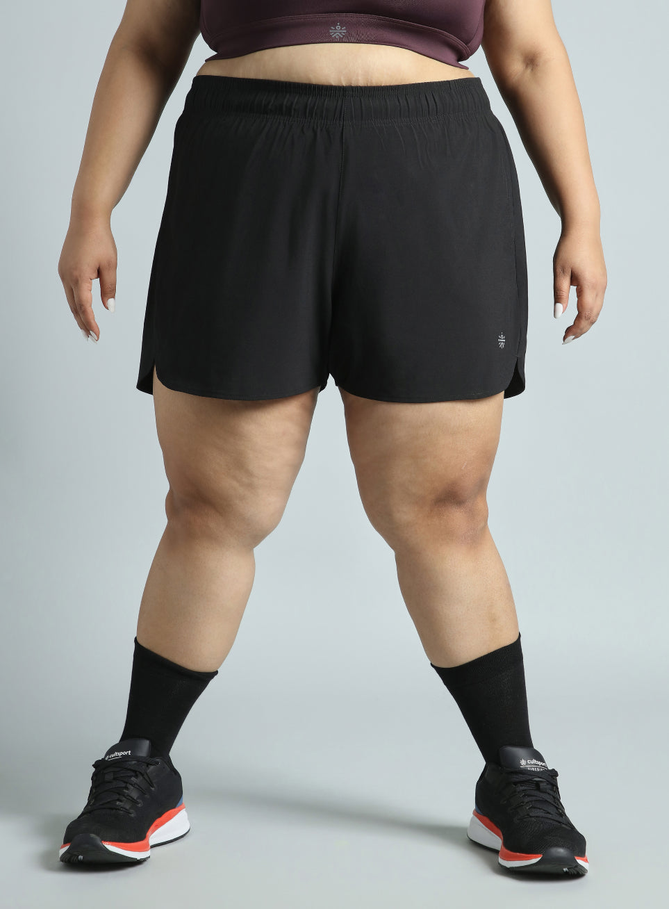 Women's Black Running Essential Plus Size Shorts