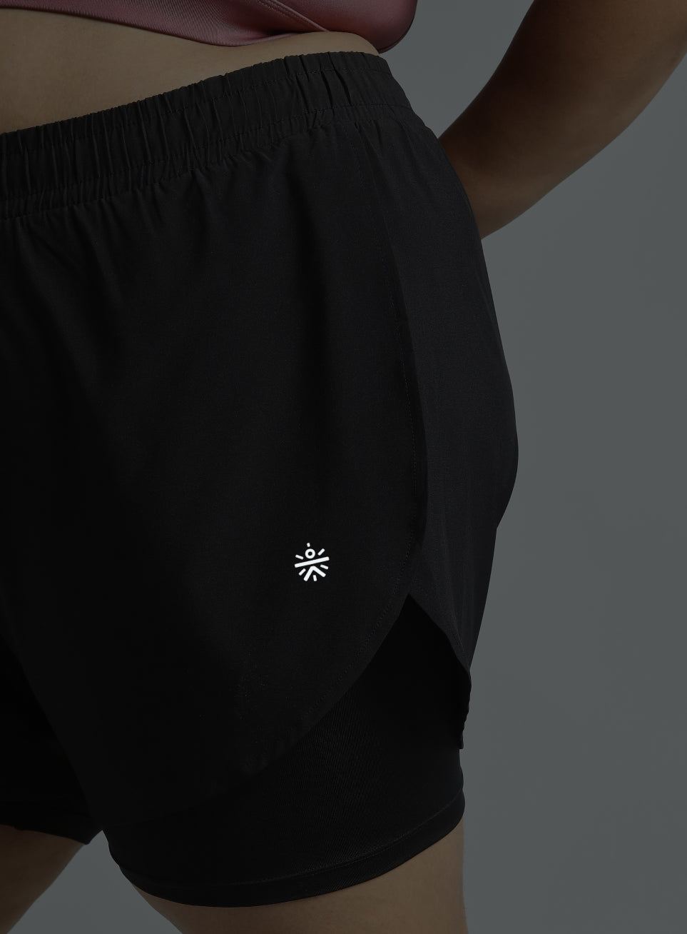 Women's Black Running Essential Plus Size Built in Shorts