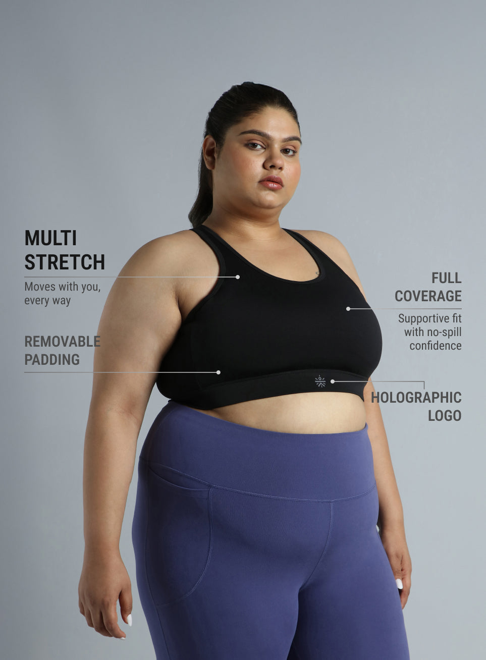 Women's Racer Back Hook Running High Support Plus Size Sports Bra