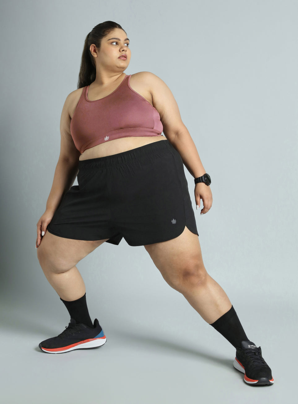 Women's PInk Racer Back Hook Running High Support Plus Size Sports Bra