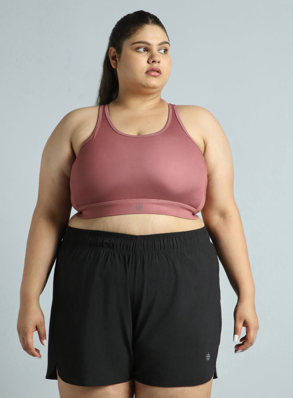 Women's PInk Racer Back Hook Running High Support Plus Size Sports Bra