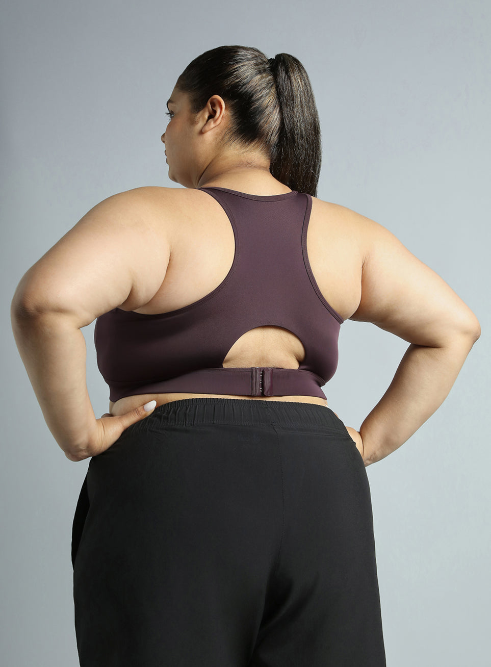 Women's Plum Racer Back Hook Running High Support Plus Size Sports Bra