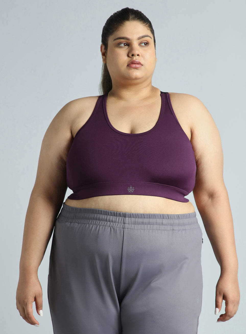 Women's Wine Adjustable Strap Training High Support Plus Size Sports Bra