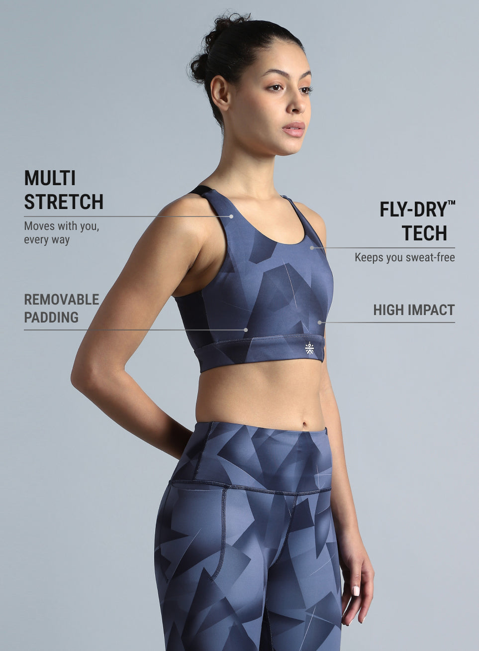 Women's Black Feel The Beat Printed High Support Bra