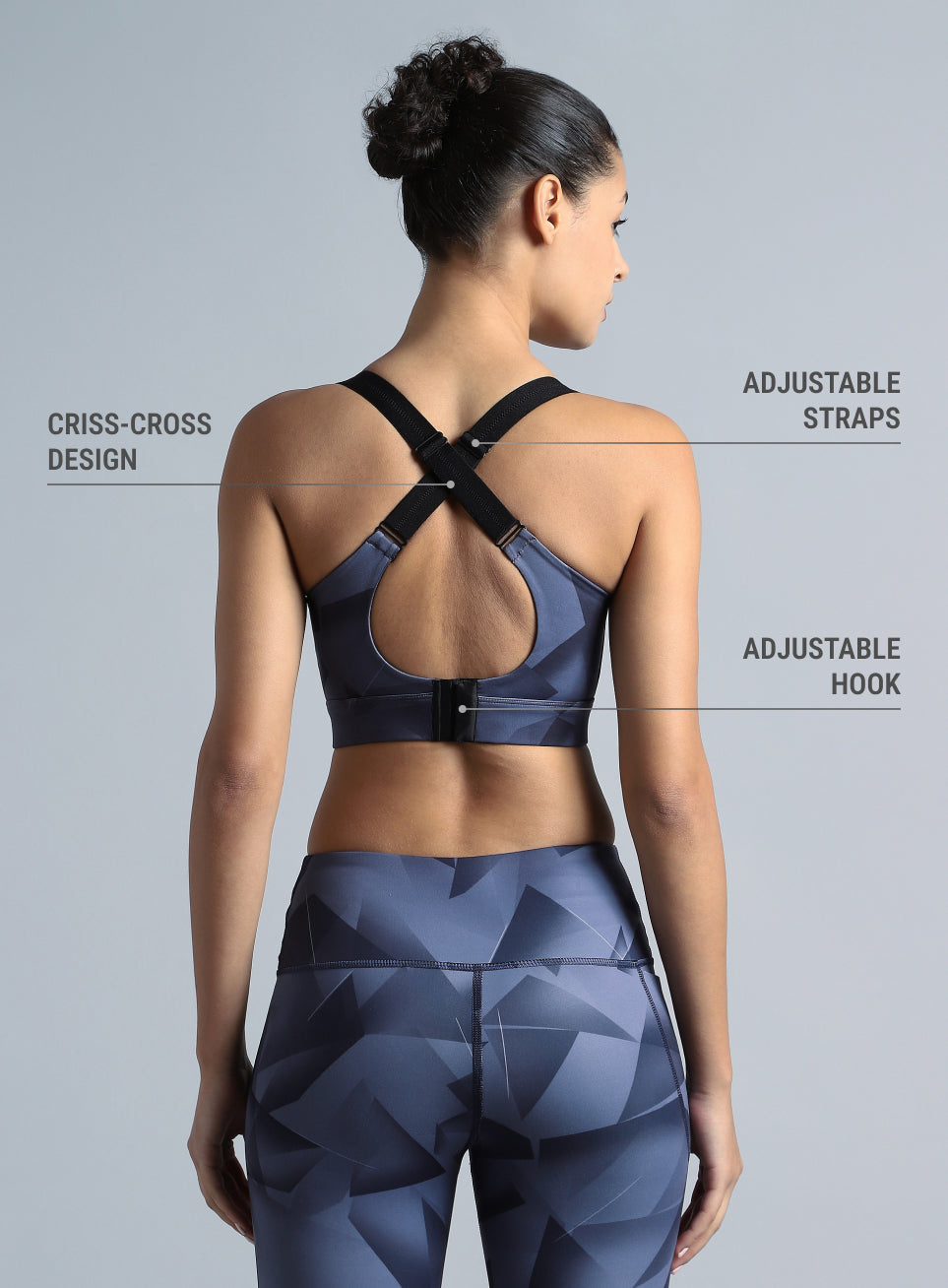 Women's Black Feel The Beat Printed High Support Bra