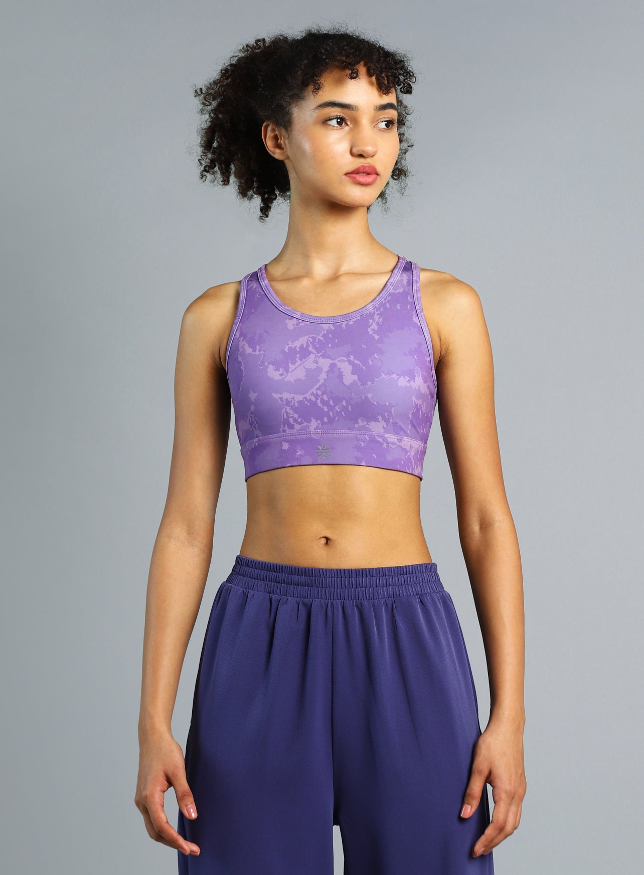 Women's Purple Printed Racerback High Impact Bra