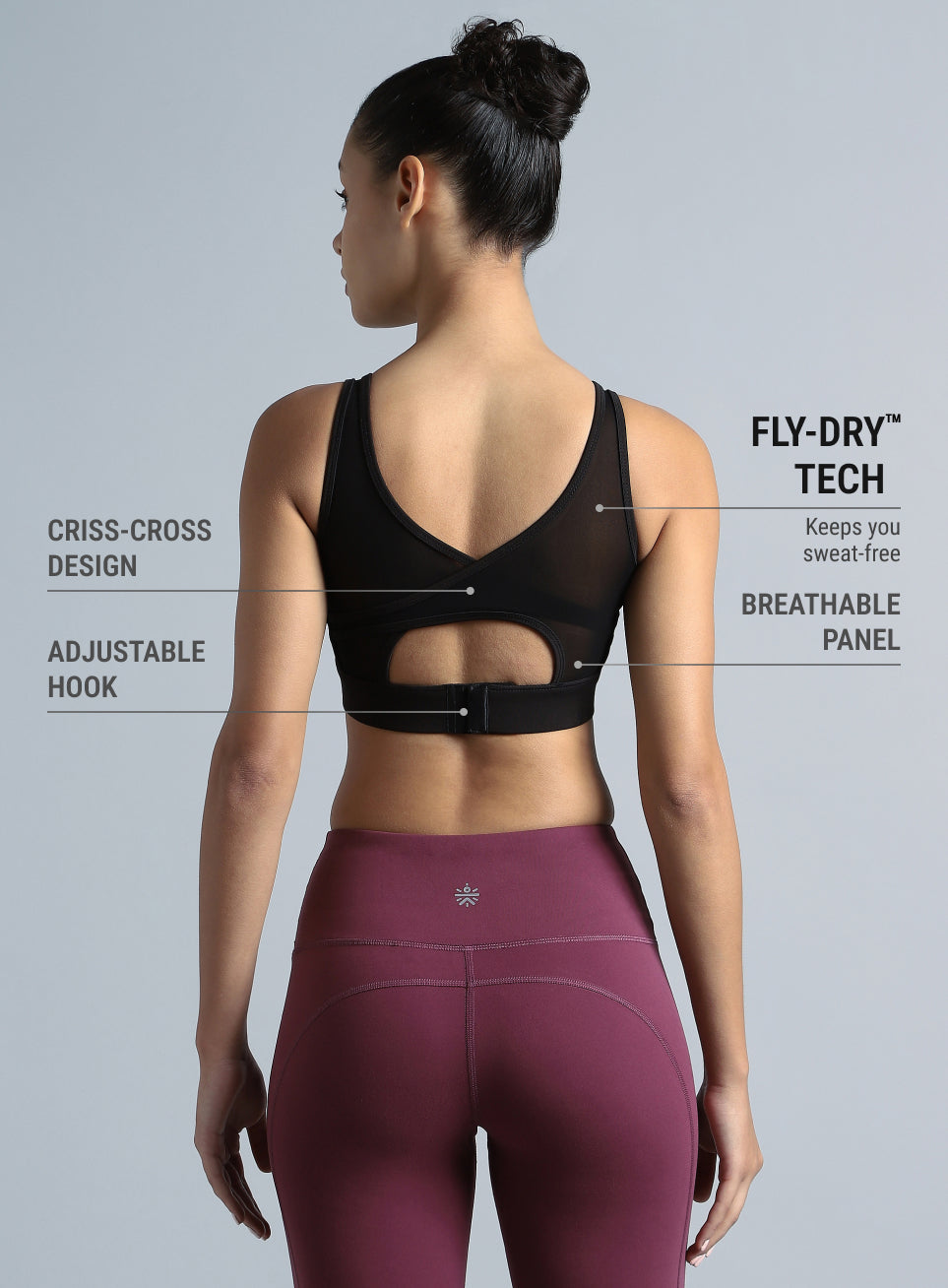 Women's Black AOP Cross Over High Impact Bra