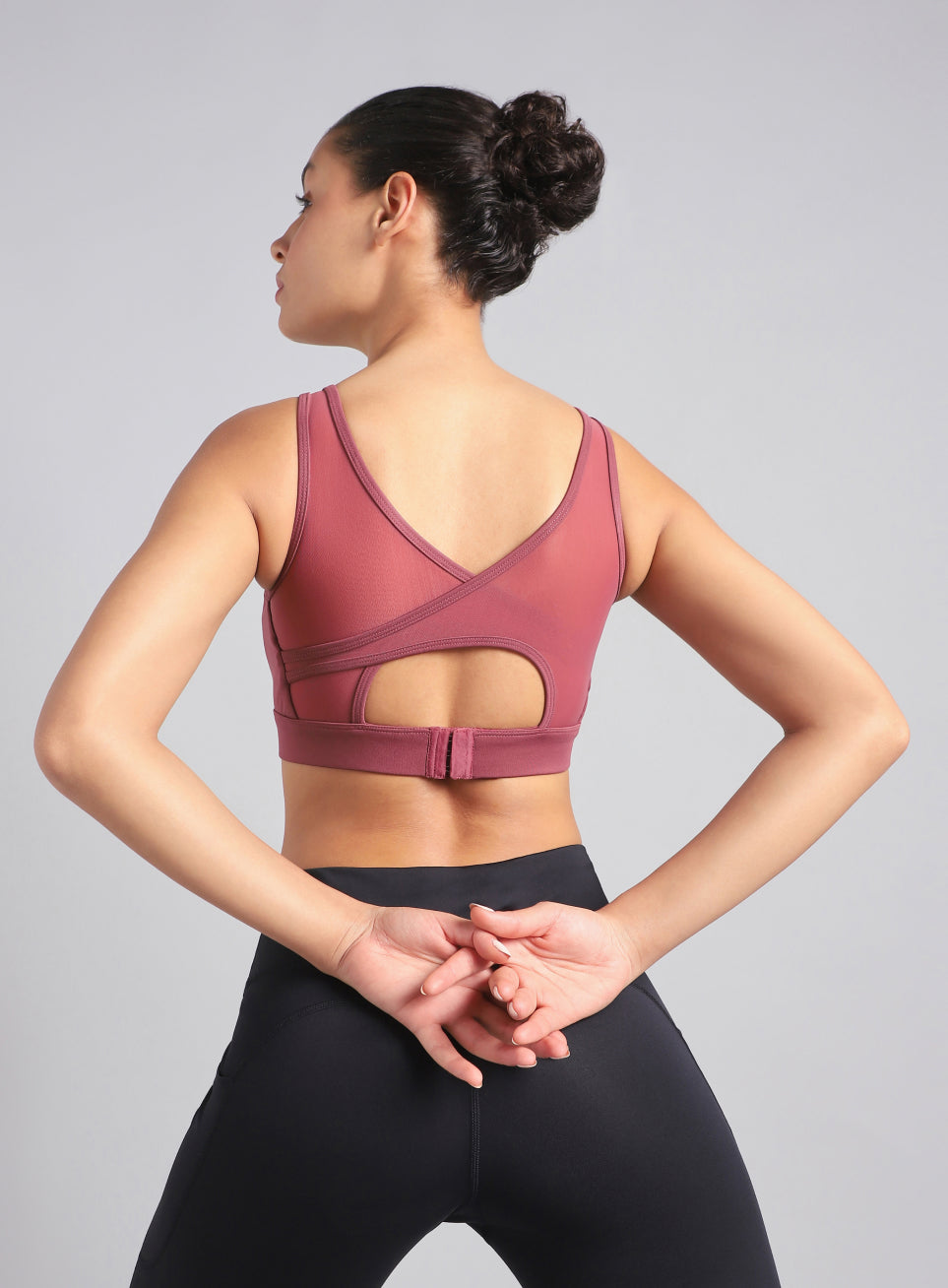 Women's Pink AOP Cross Over High Impact Bra