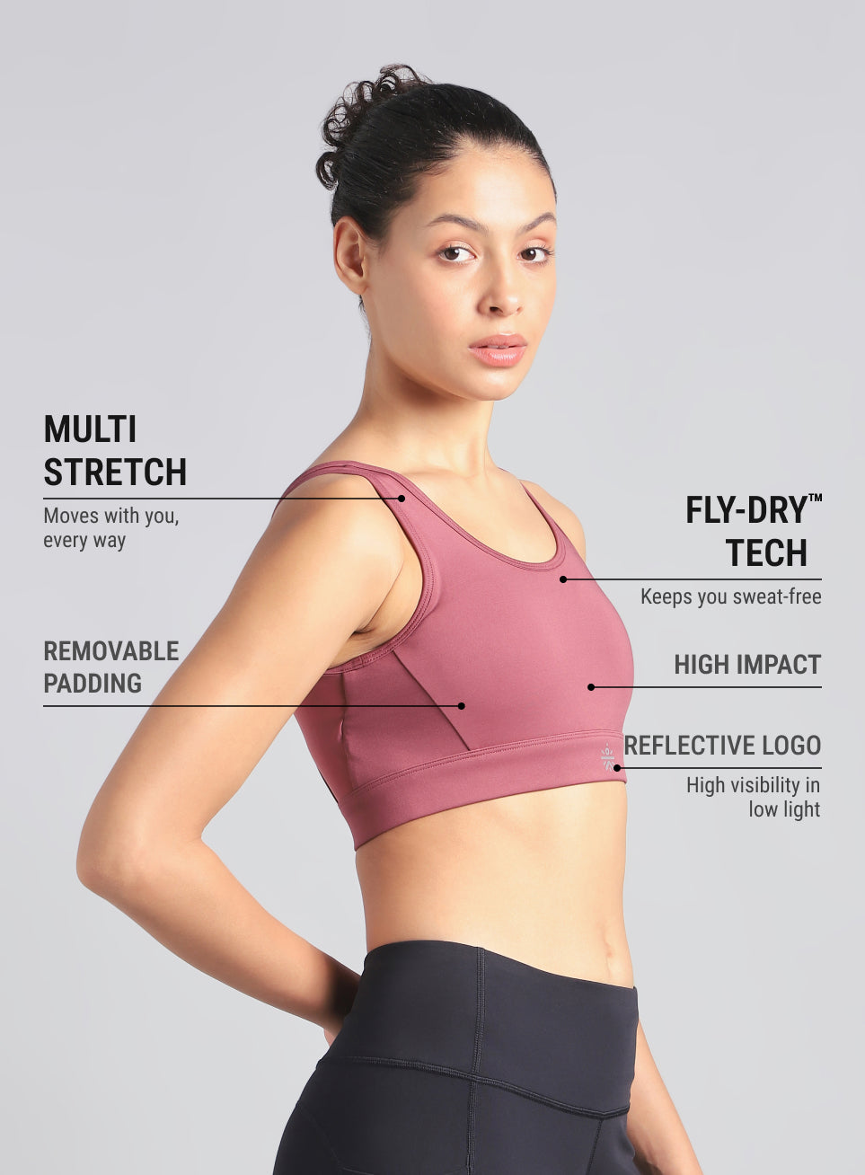 Women's Pink AOP Cross Over High Impact Bra