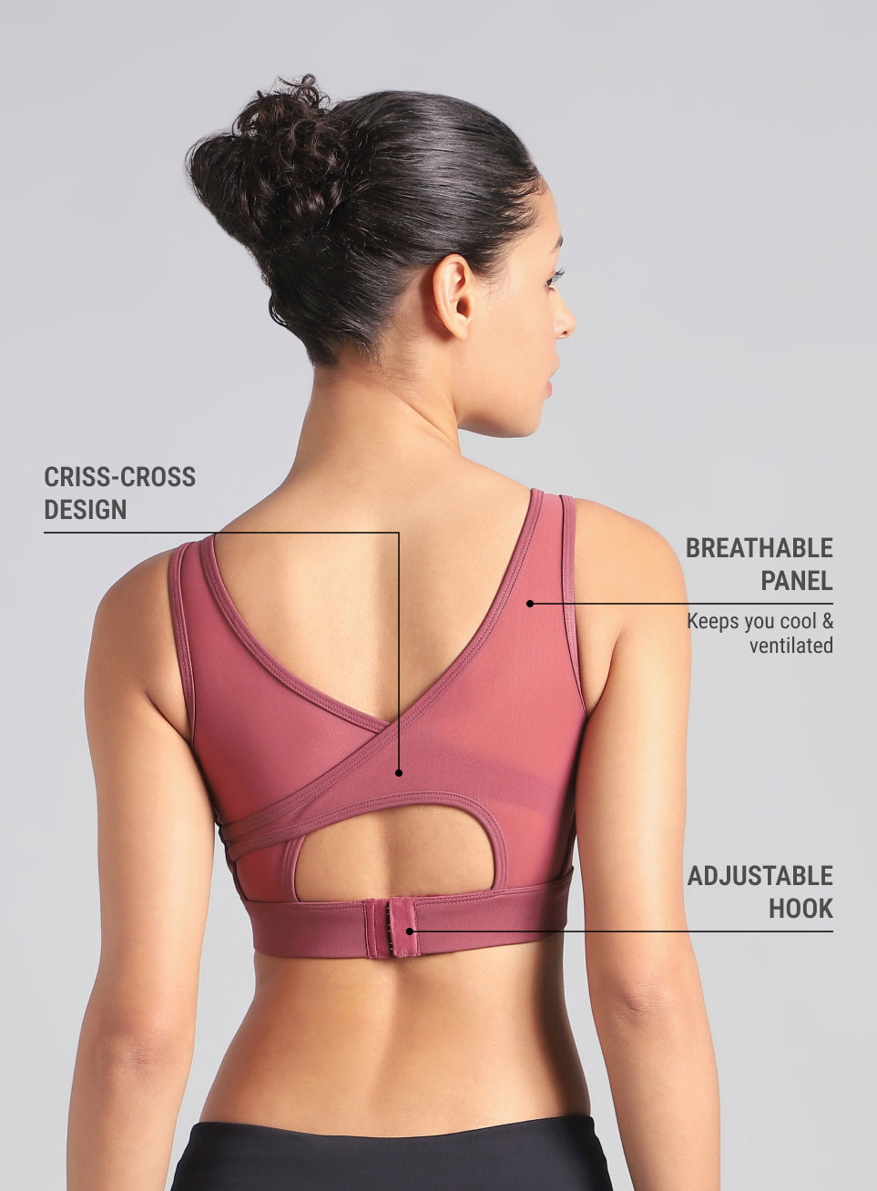 Women's Pink AOP Cross Over High Impact Bra