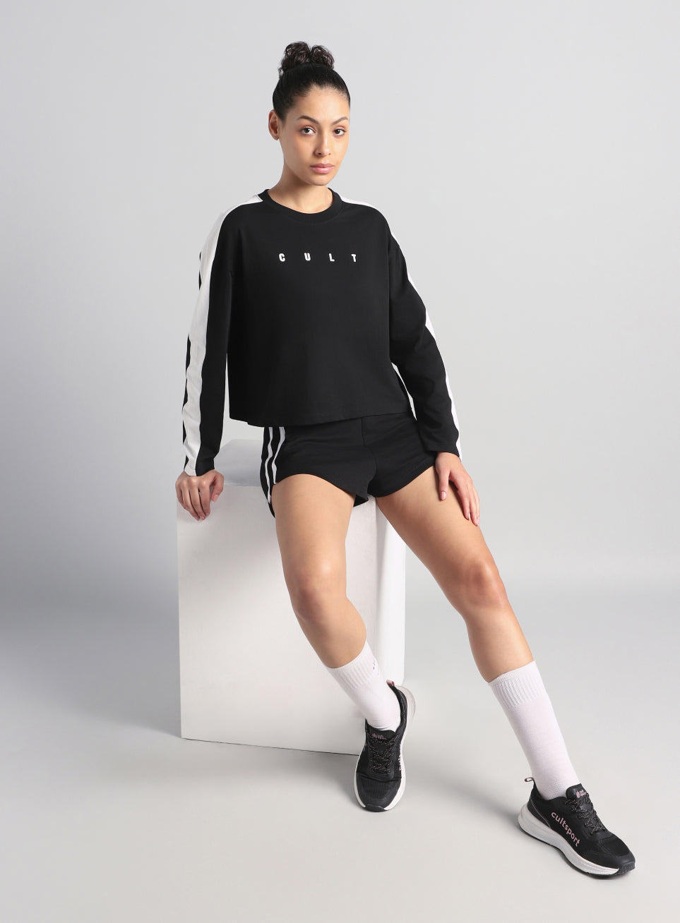 Women's Black Cult Sporty Full Sleeve T-shirt