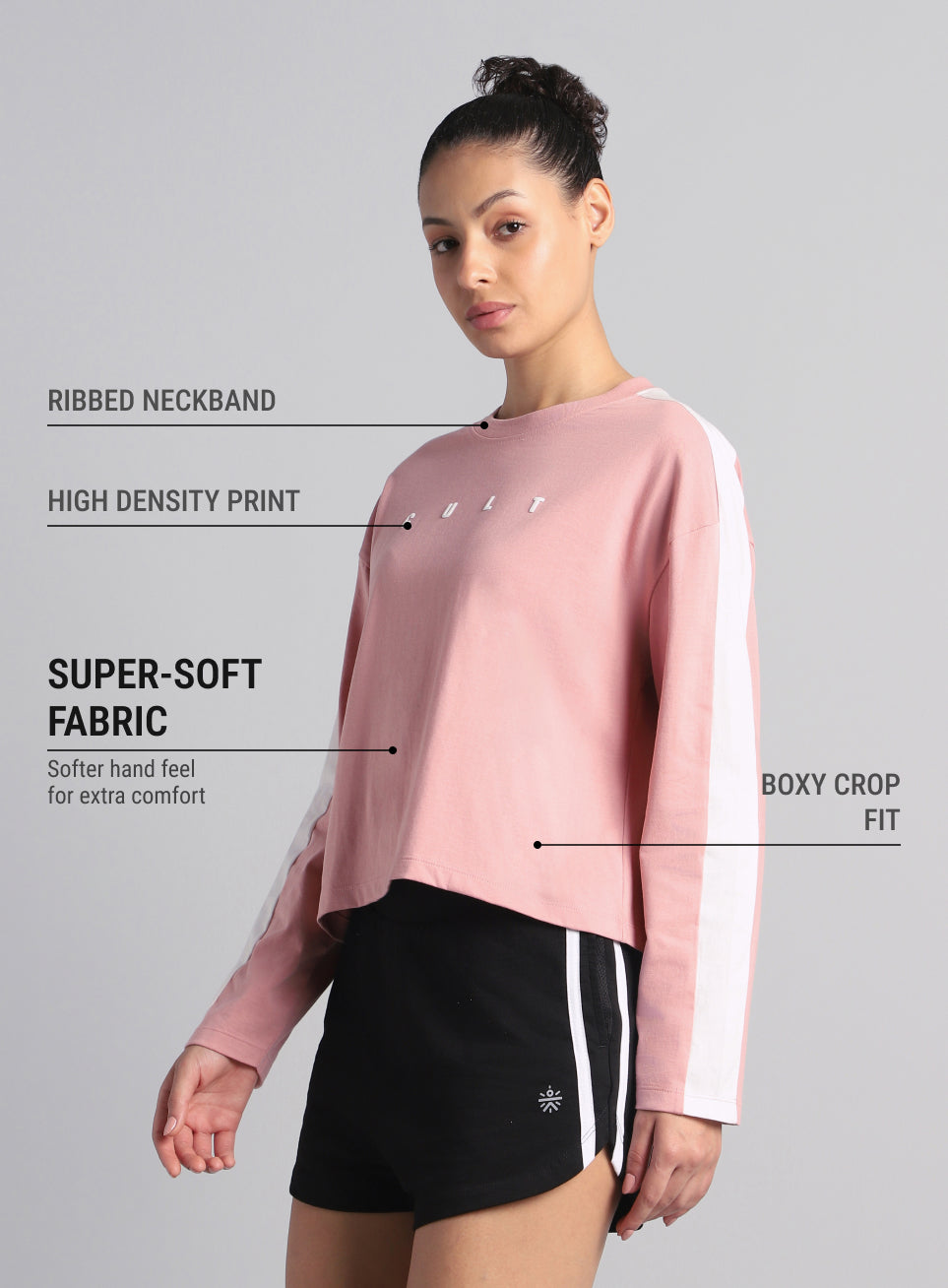 Women's Pink Cult Sporty Full Sleeve T-shirt