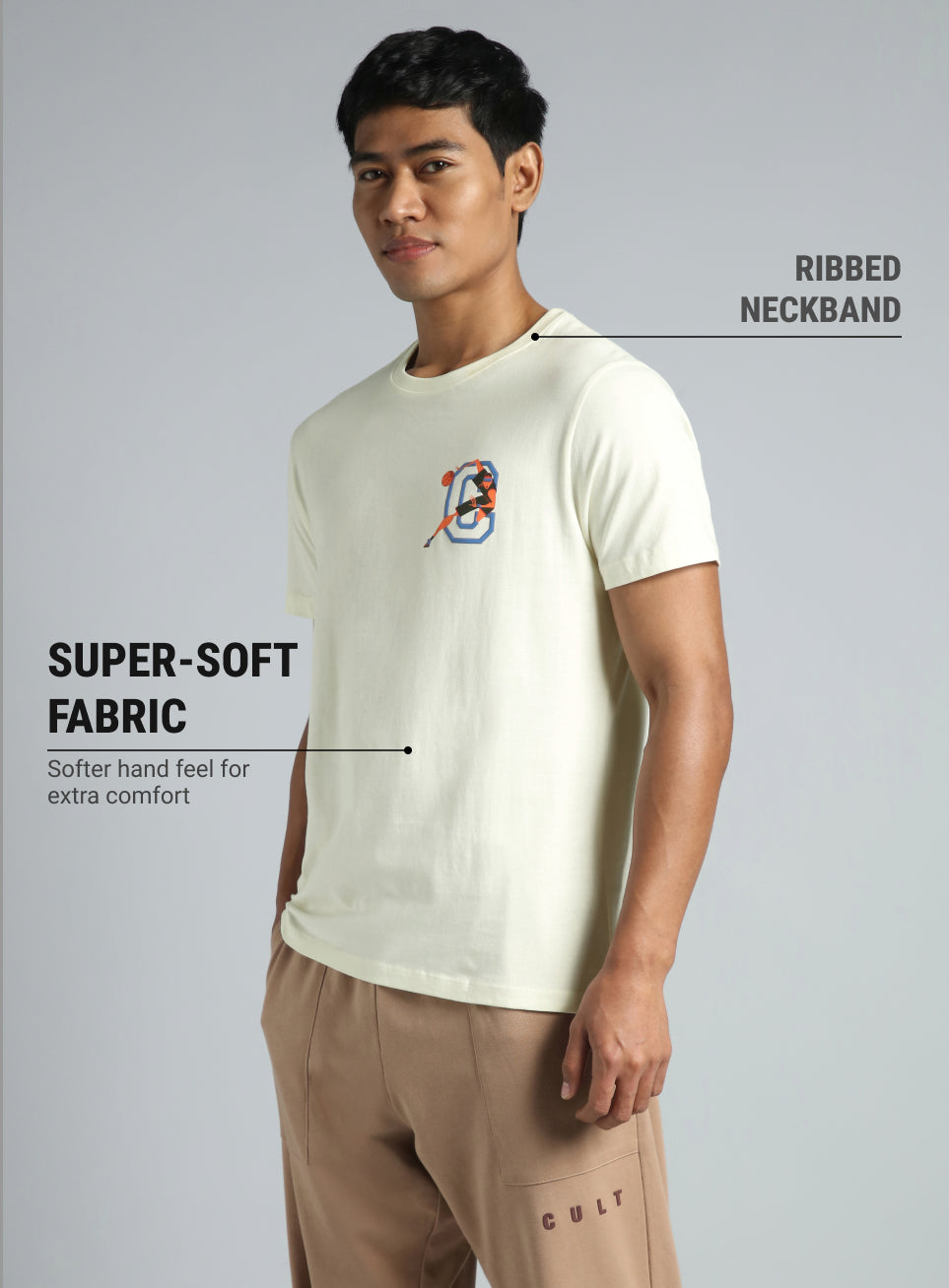 Men's Off White Play Basketball Graphic T-shirt