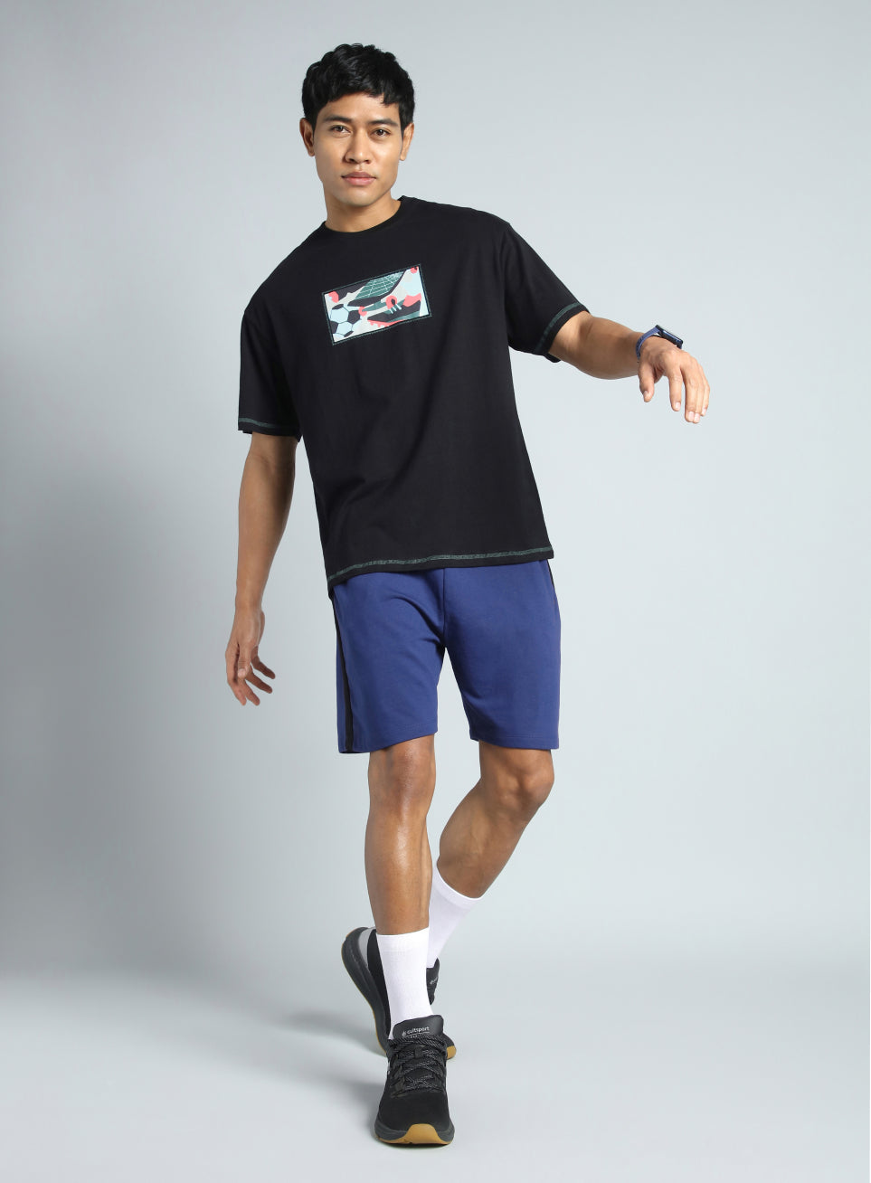 Men's Black Play On Relaxed fit Graphic T-shirt