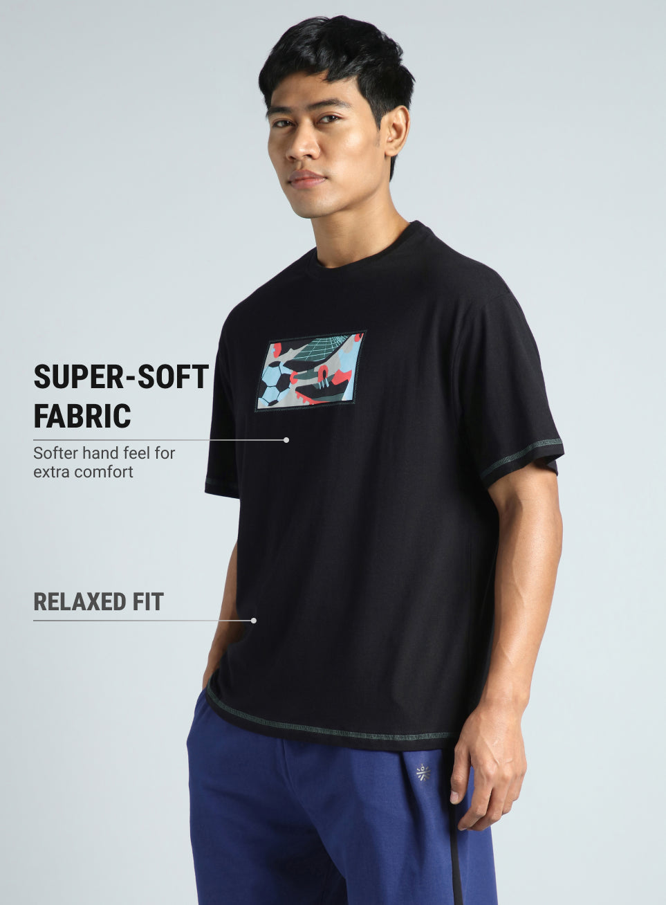 Men's Black Play On Relaxed fit Graphic T-shirt