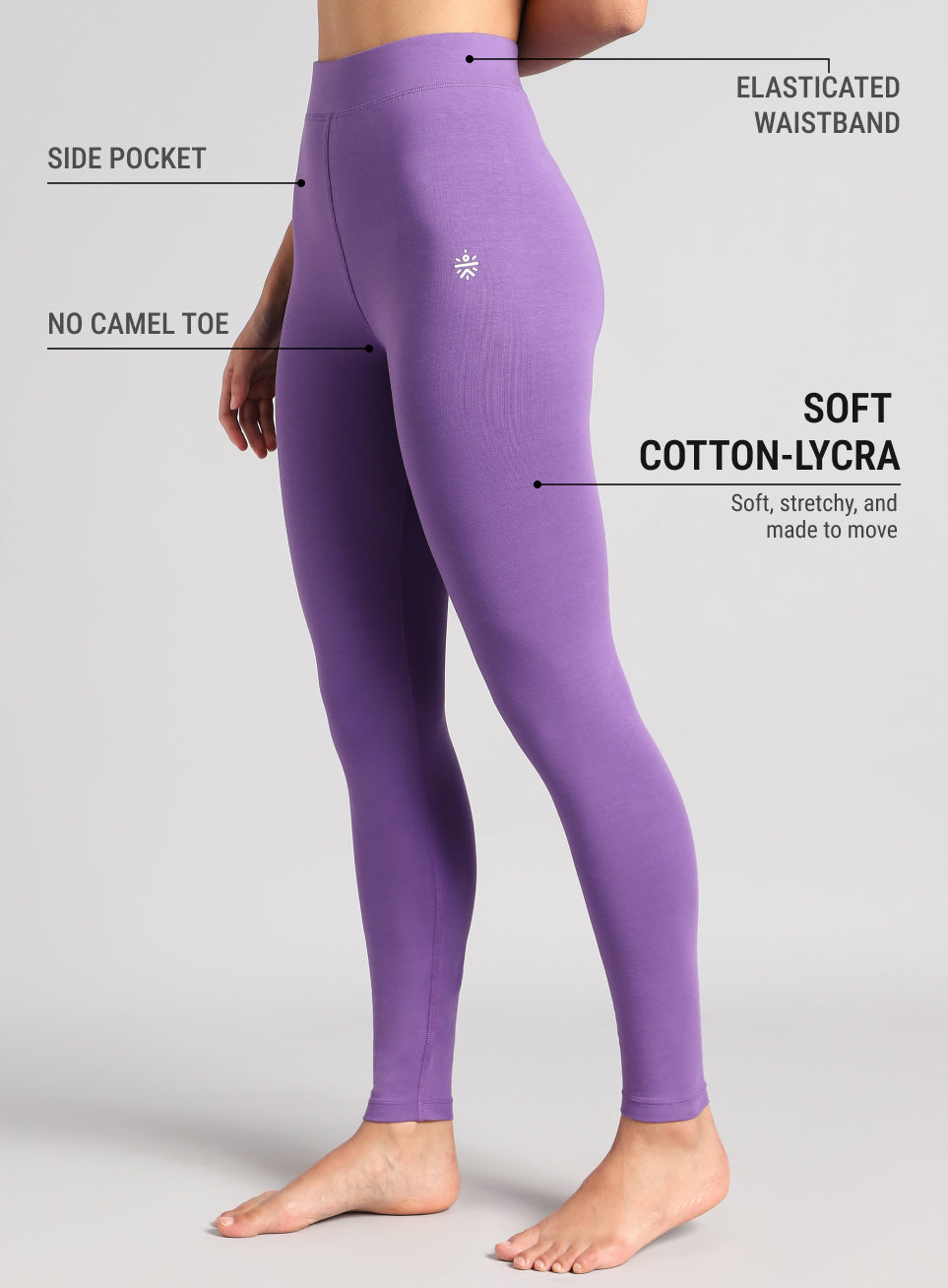 Women's Purple Yoga Flow Cotton Tights