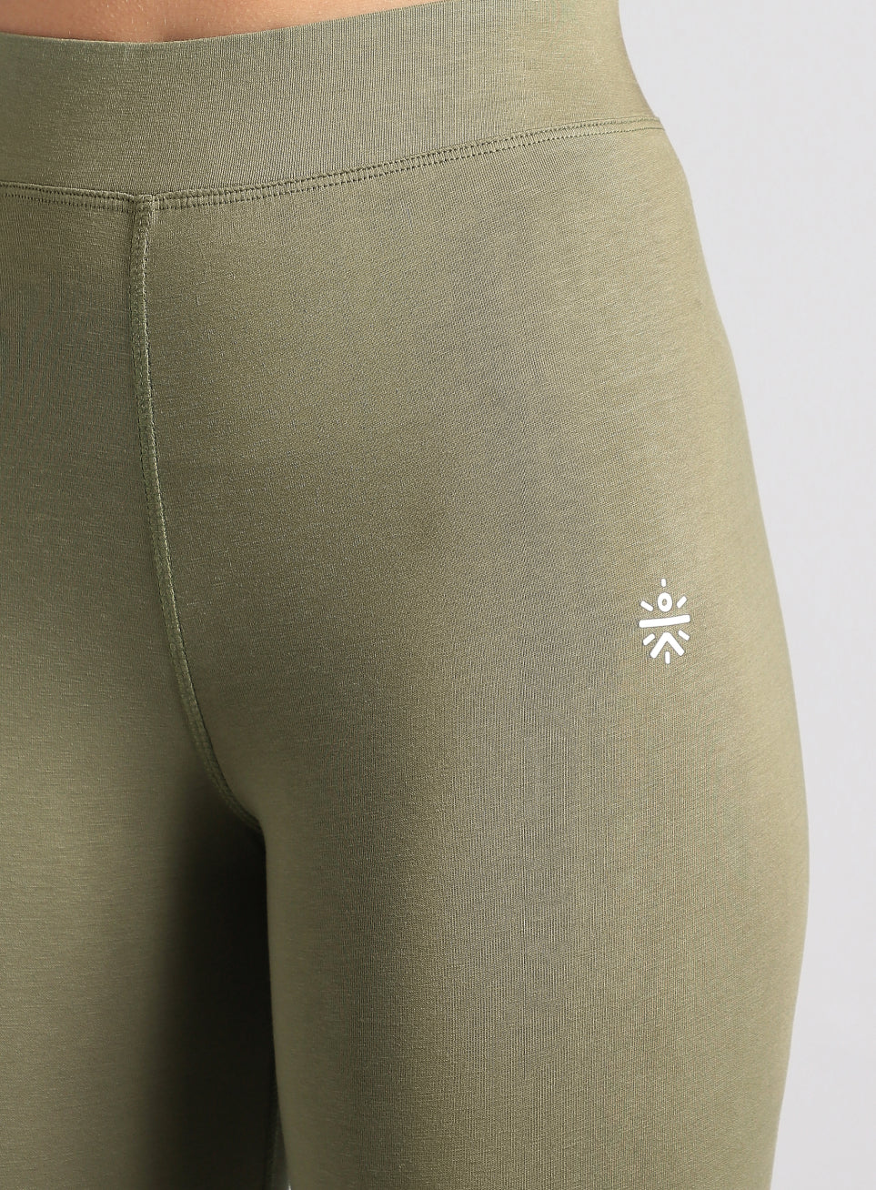 Women's Olive Yoga Flow Cotton Tights