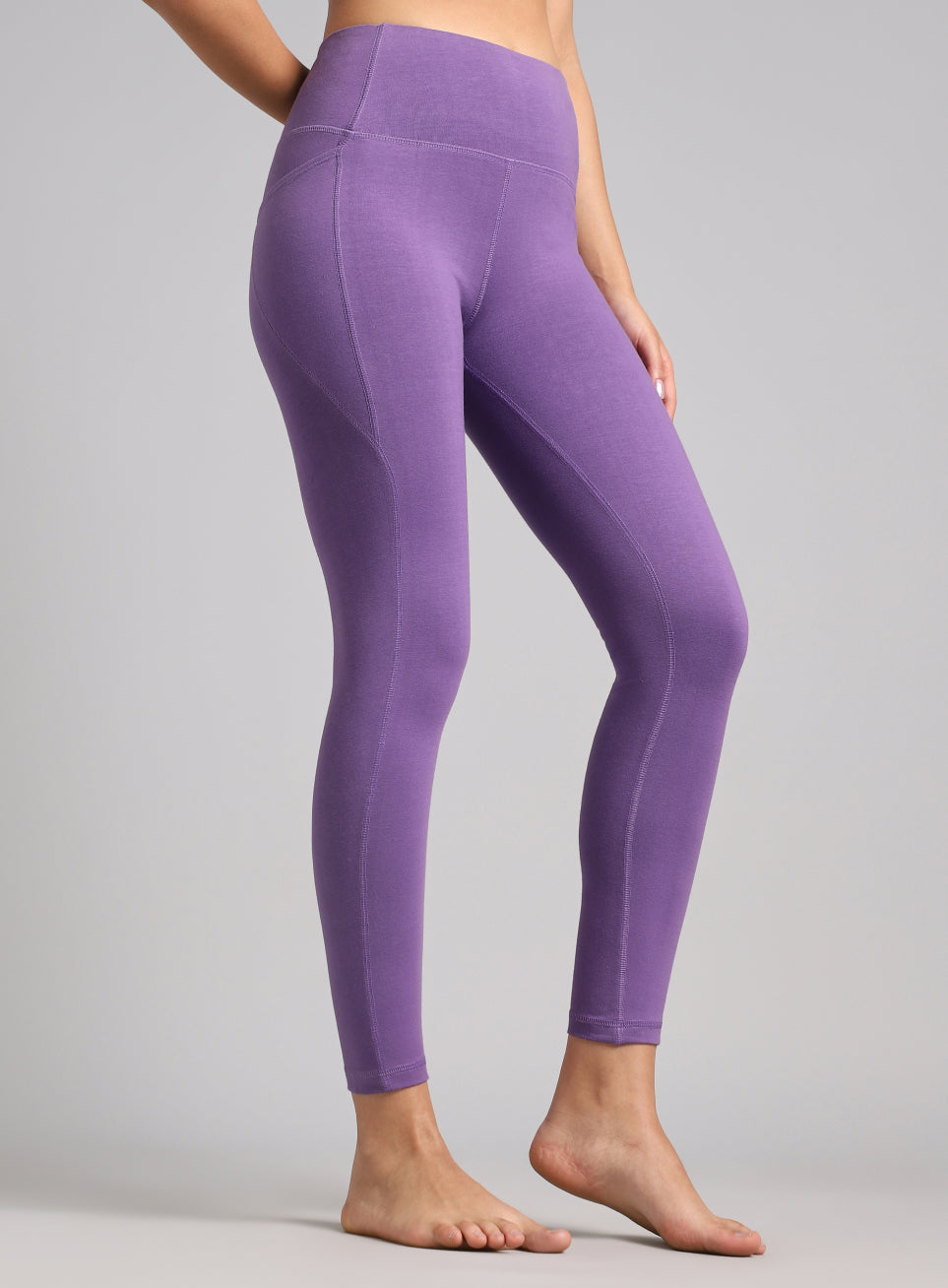 Women's Purple Pause and Align Cotton Yoga Tights