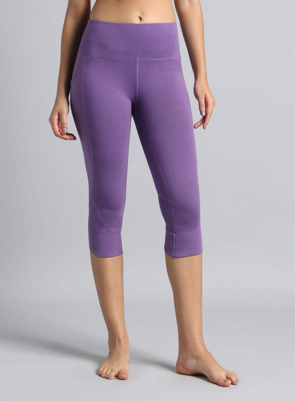 Women's Purple Yoga Flow Cotton cropped Tights