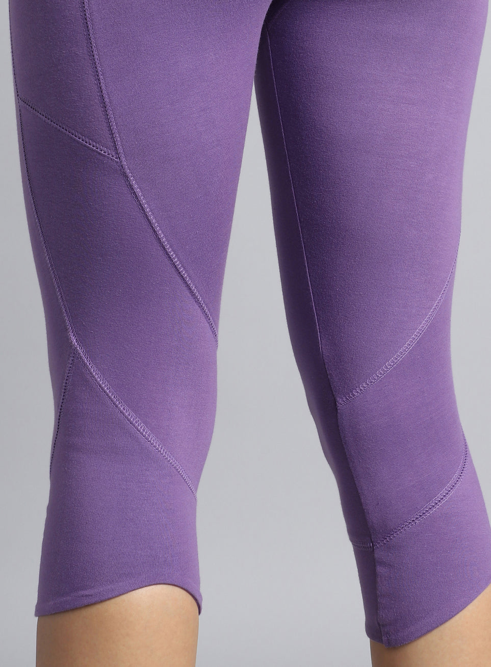 Women's Purple Yoga Flow Cotton cropped Tights