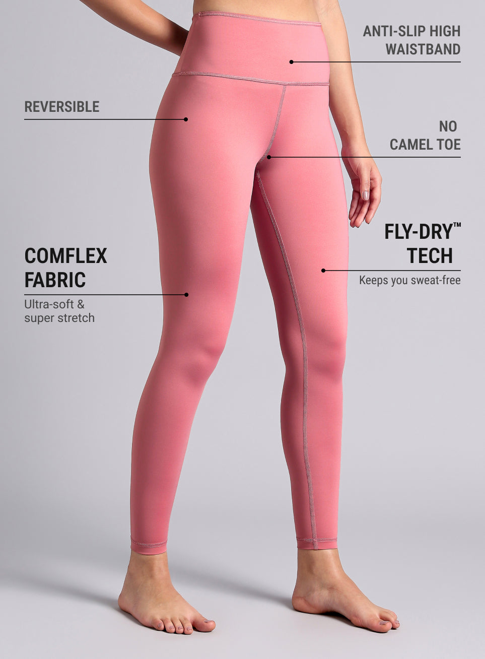 Women's Pink Yoga Reversible COMFlex Tights