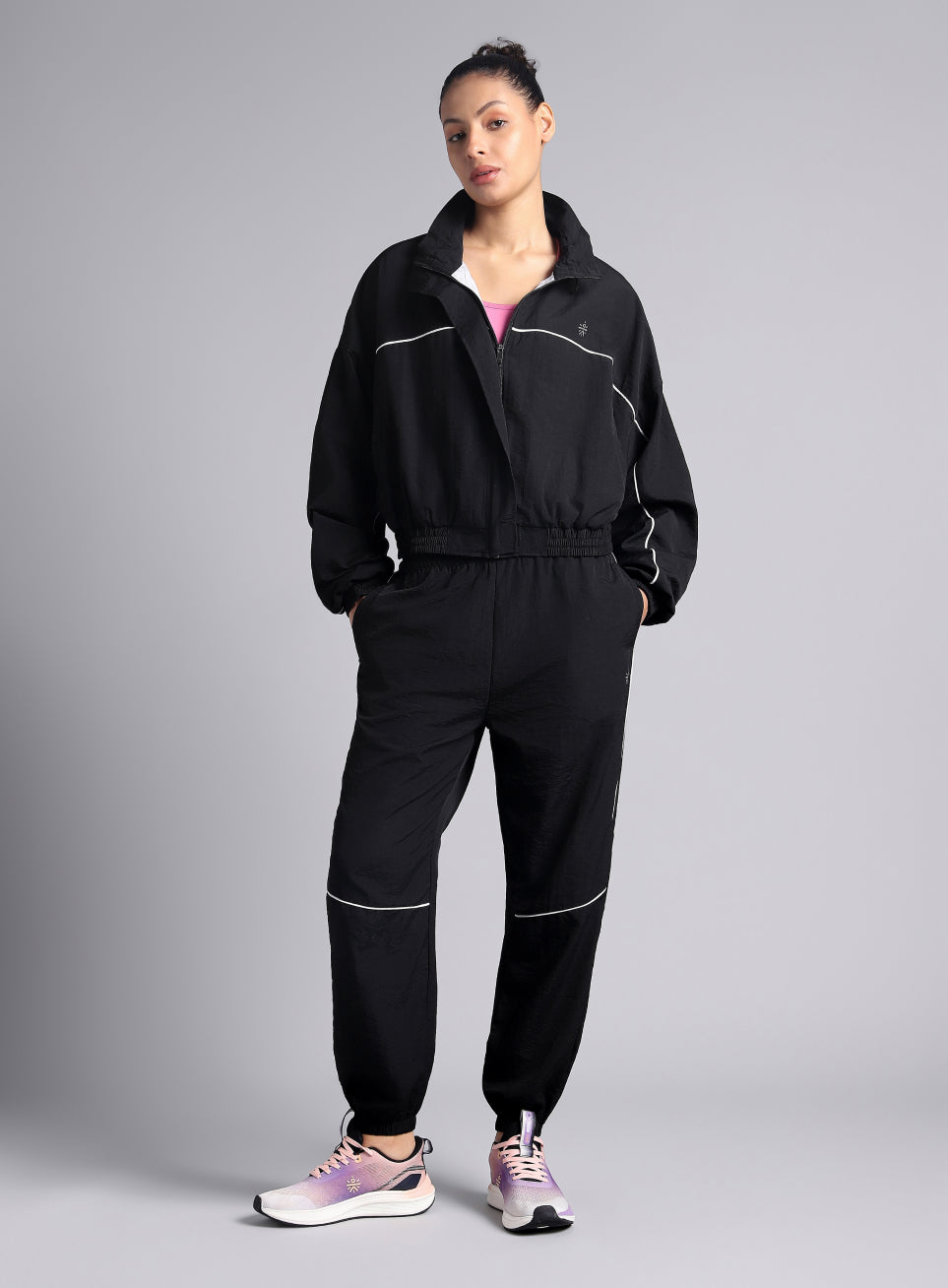 Women's Black Sporty Outrun Track Suit