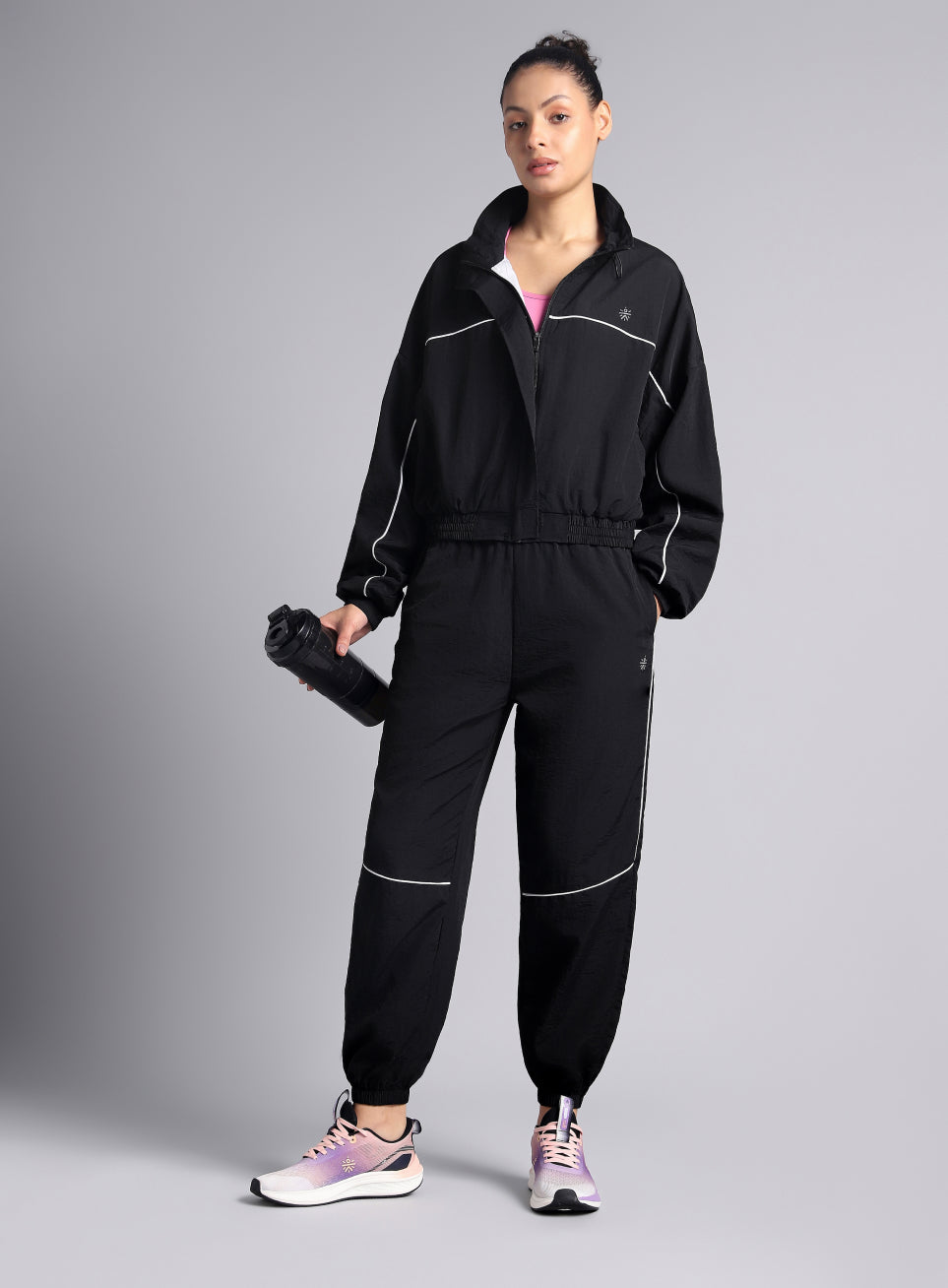 Women's Black Sporty Outrun Track Suit