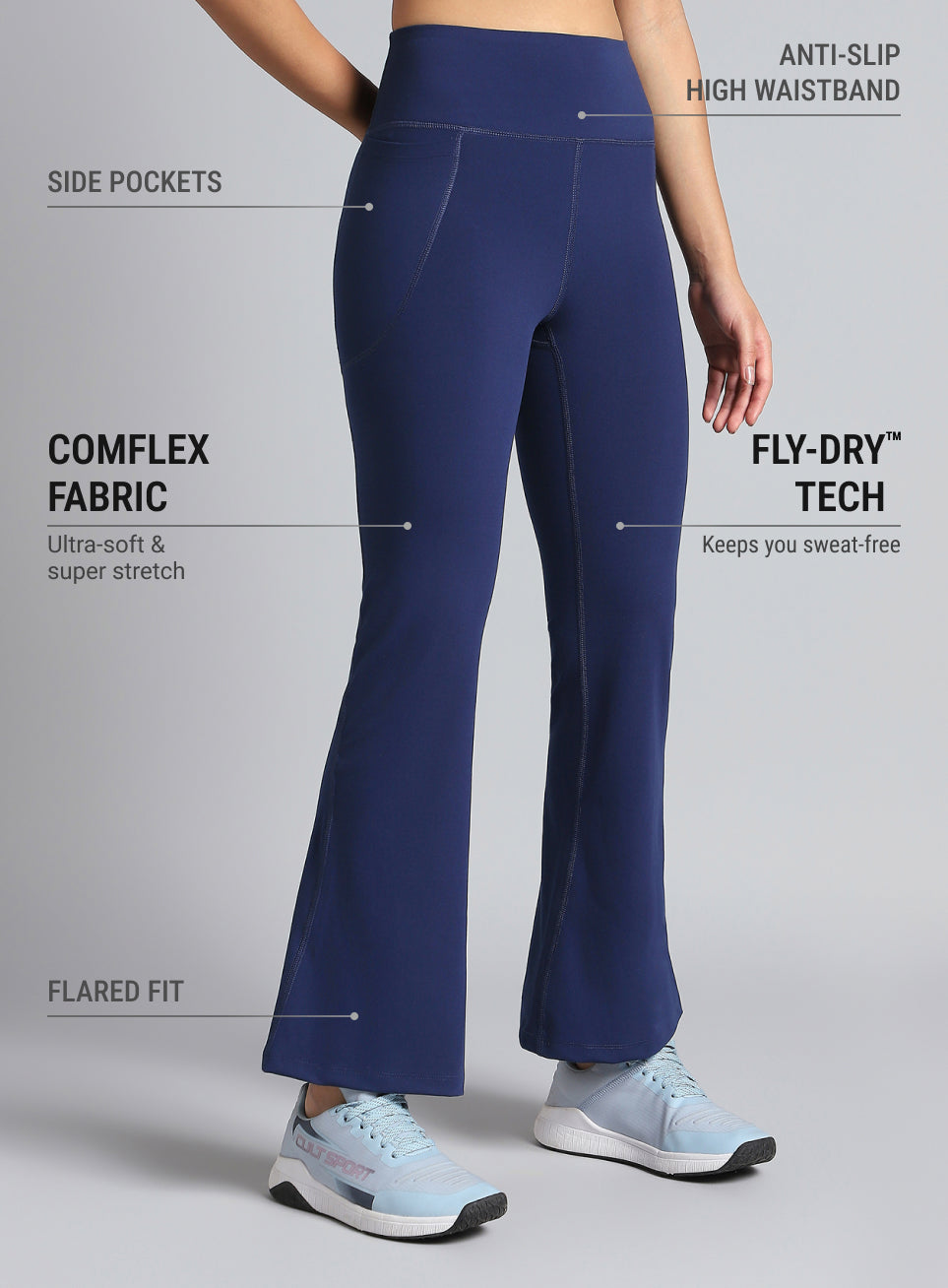 Women's COMFlex Navy Performance Flare Pants