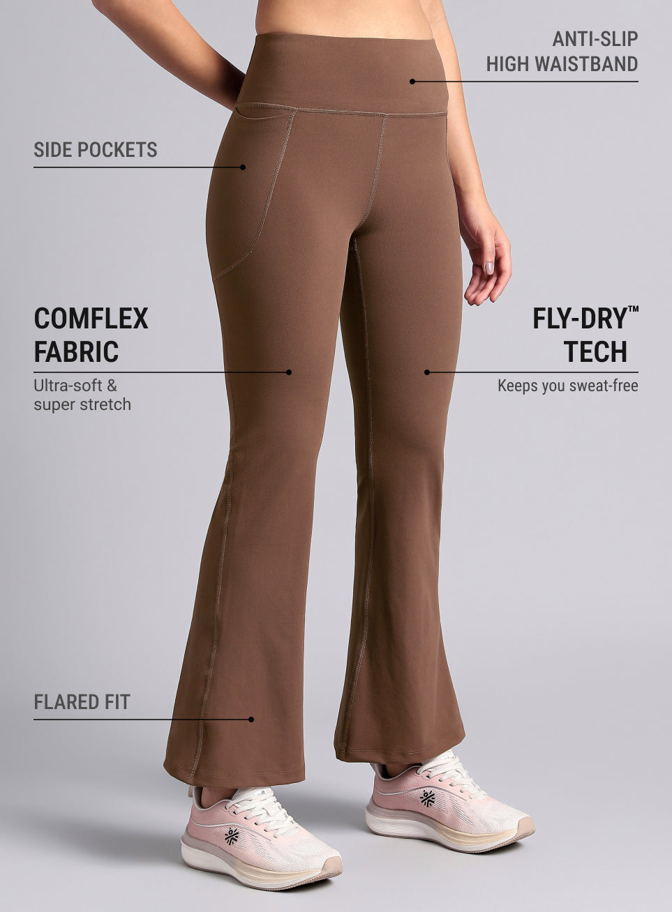 Women's COMFlex Brown Performance Flare Pants