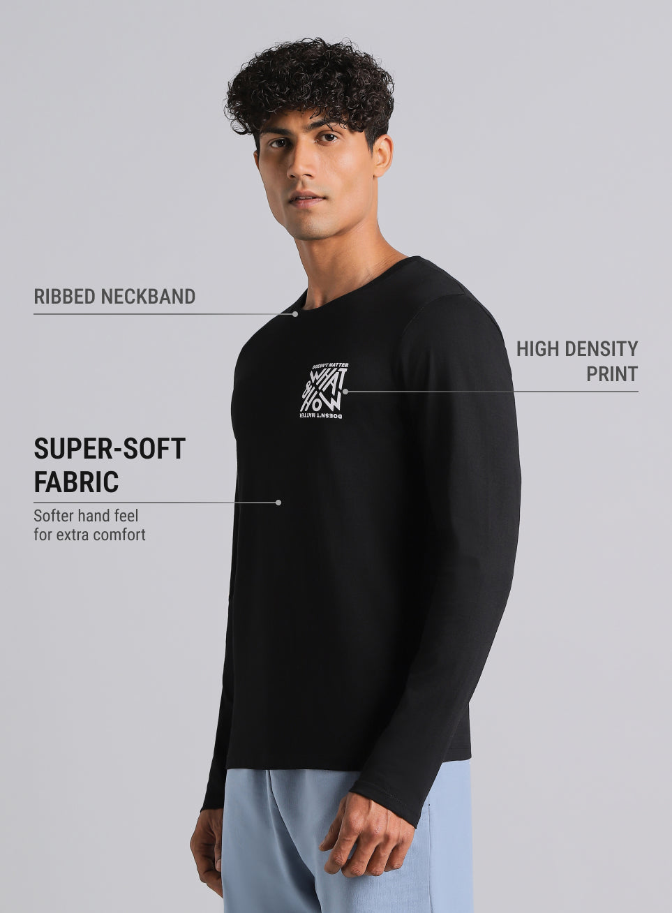 Men's Black Cult Graphic Full Sleeve T-shirt