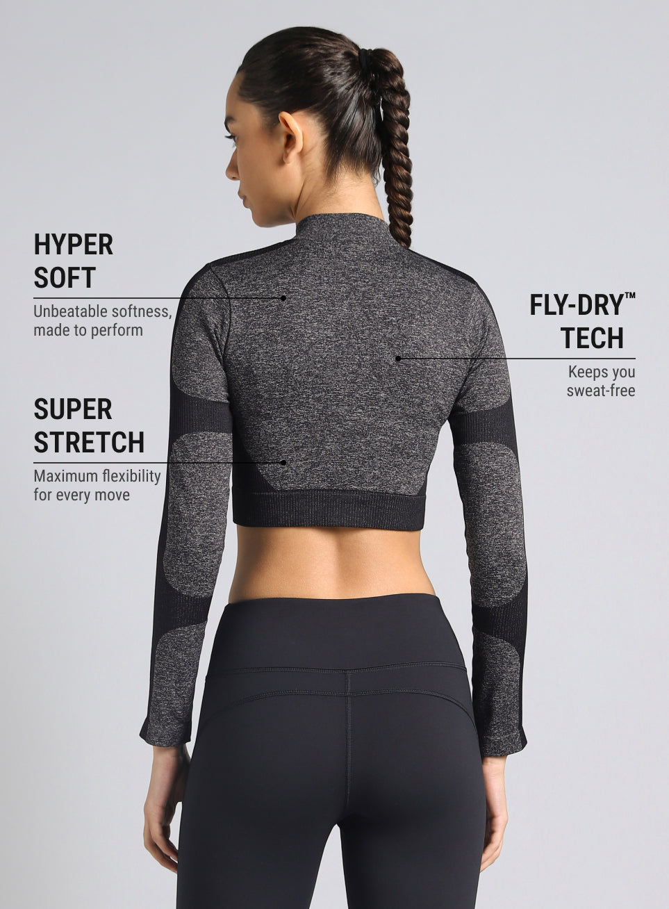 Women's Black Snug Fit Seamless Jacket